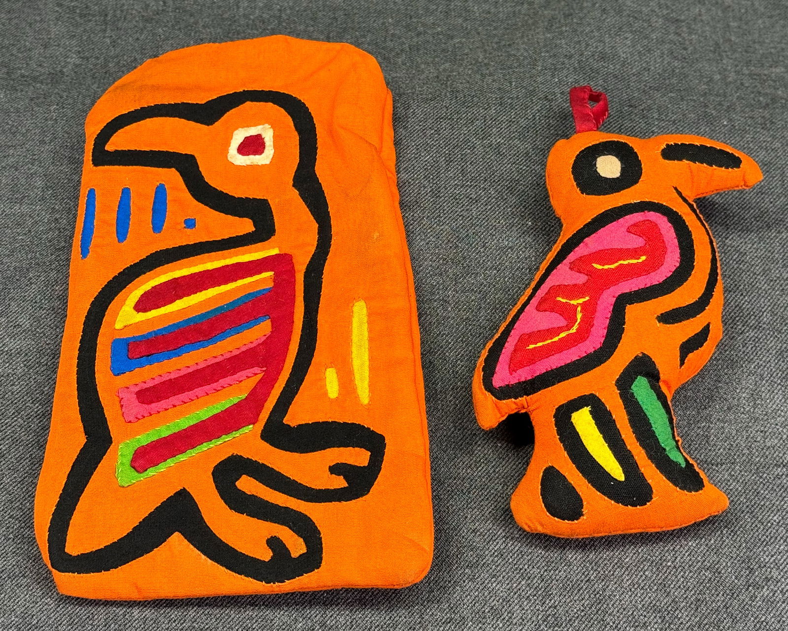 Vintage Mola Art Kuna Panama assorted parrot eyeglasses case & ornament (1 of 4)