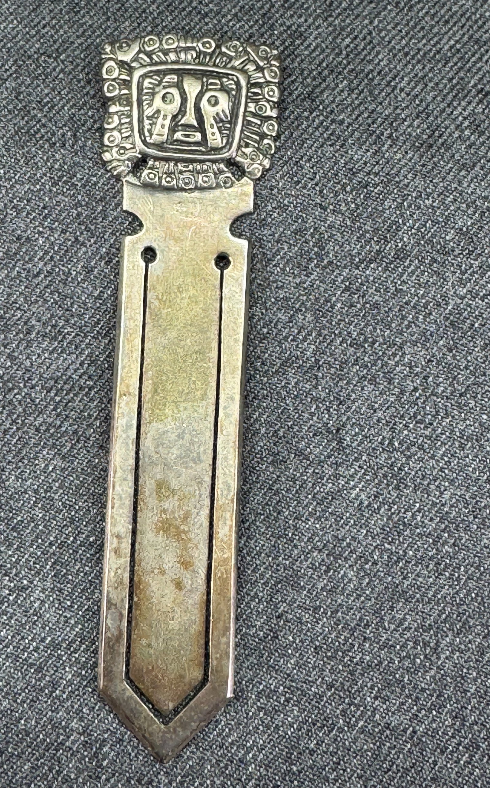 Vintage Peruvian ethnic design 900 sterling silver bookmark . 14 Grams (1 of 8)