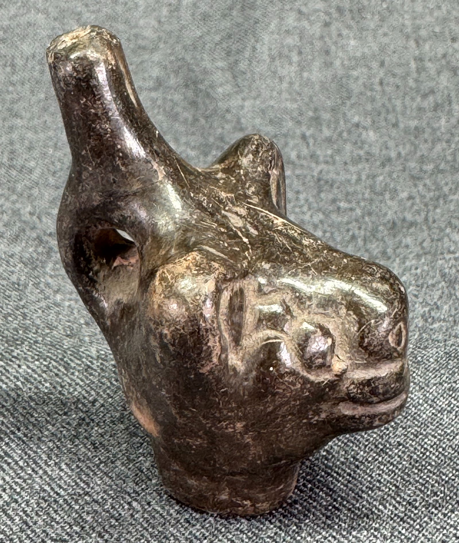 Colima culture ceramic dog effigy vessel: IN HOUSE FLAT SHIPPING & HANDLING COST WITHIN ALL THE U.S. : $7 To bypass LiveShipping, and use our In-House shipping service for $7 or shipping combined for multiple lots, please select “Arrange Yo