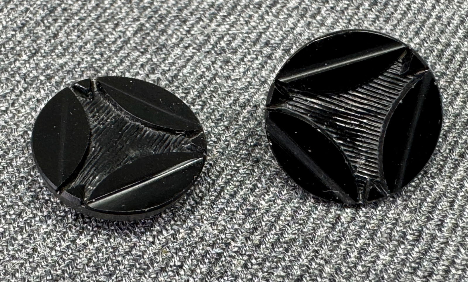 Antique Victorian mourning black glass buttons. Lot of 2 (1 of 3)