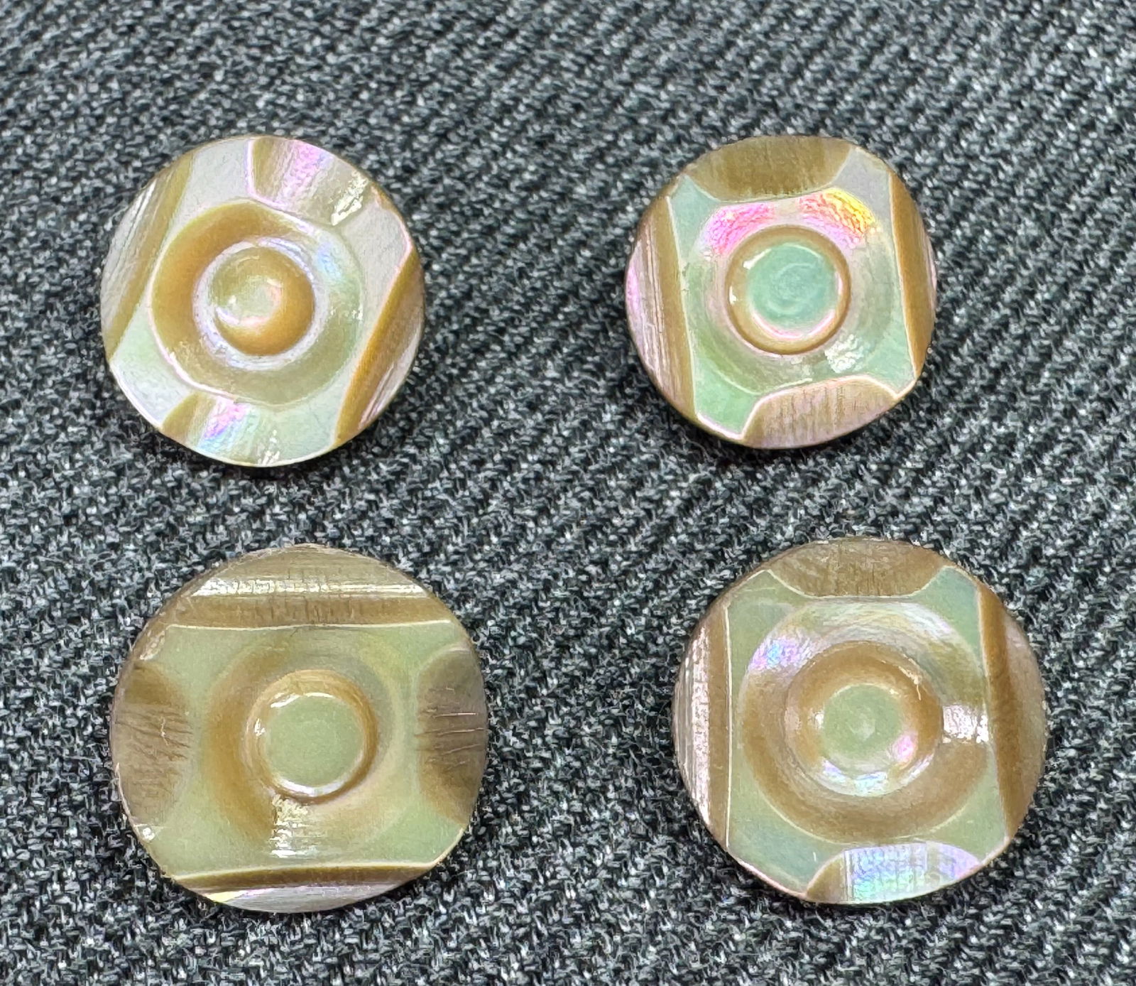 Antique Victorian carved mother of pearl small buttons. Lot of 4 (1 of 5)