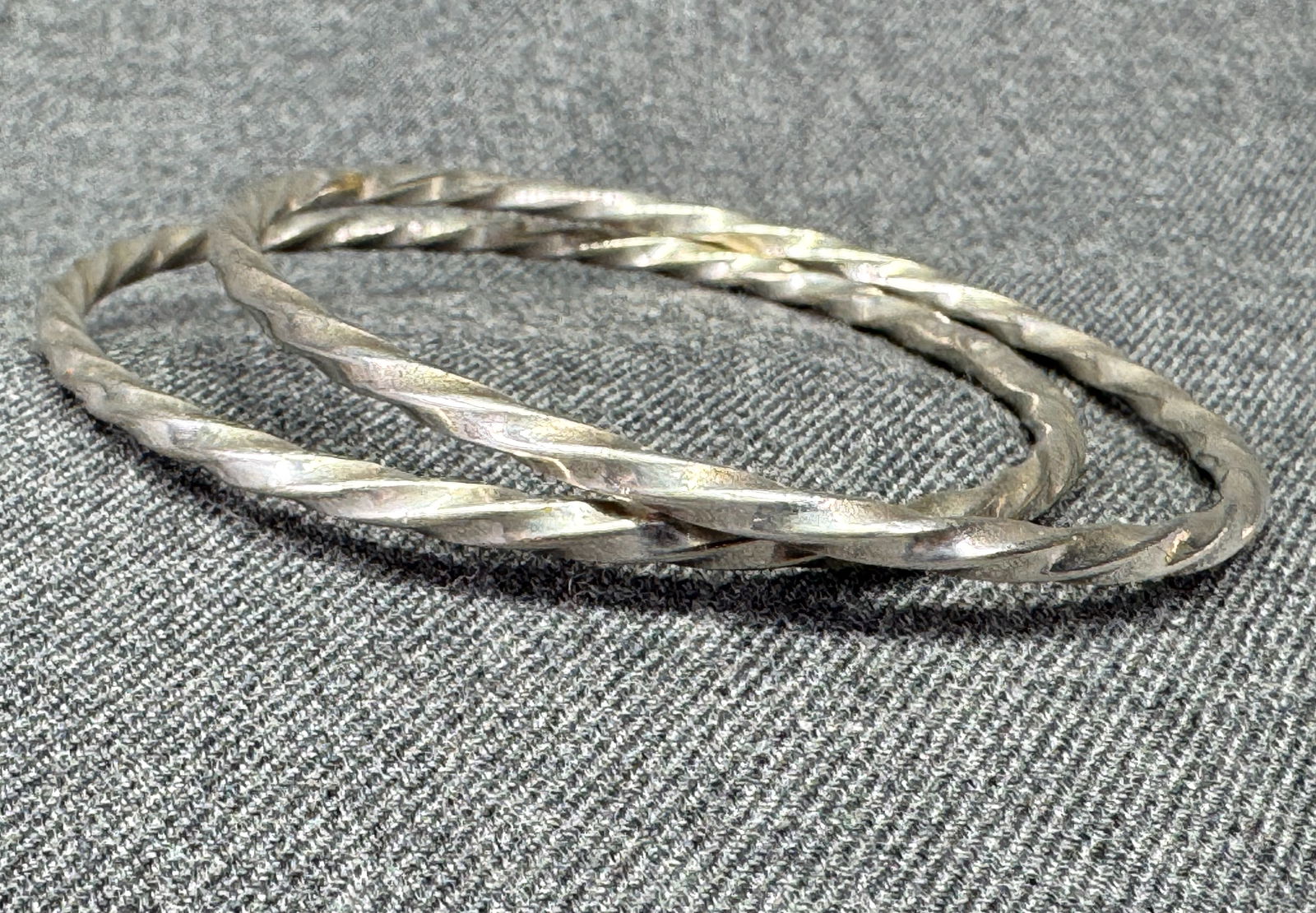 Vintage twisted silver-toned bracelet bangle. Lot of 2 (1 of 5)