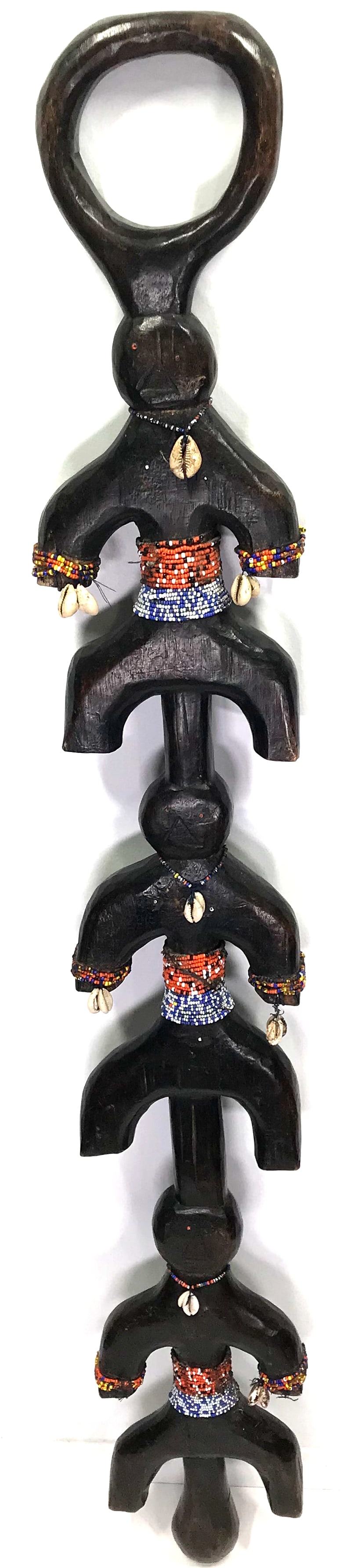African Namji, Cameroon Ceremonial Staff. 43" tall: IN HOUSE FLAT SHIPPING & HANDLING COST WITHIN ALL THE U.S. : $46 To bypass LiveShipping, and use our In-House shipping service for $467 or shipping combined for multiple lots, please select