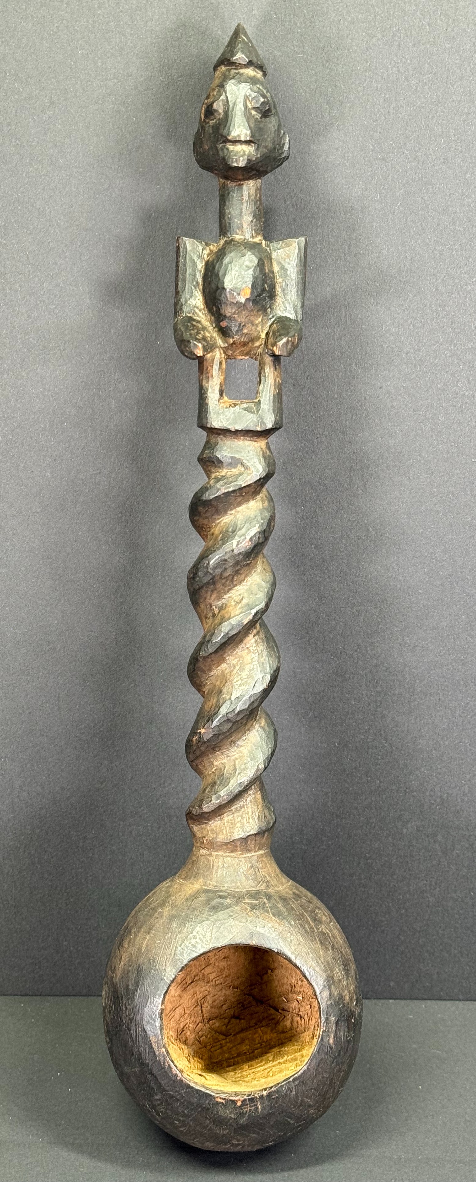 African Senufo Ceremonial Ladle. Carved wood.: IN HOUSE FLAT SHIPPING & HANDLING COST WITHIN ALL THE U.S. : $15 To bypass LiveShipping, and use our In-House shipping service for $15 or shipping combined for multiple lots, please select