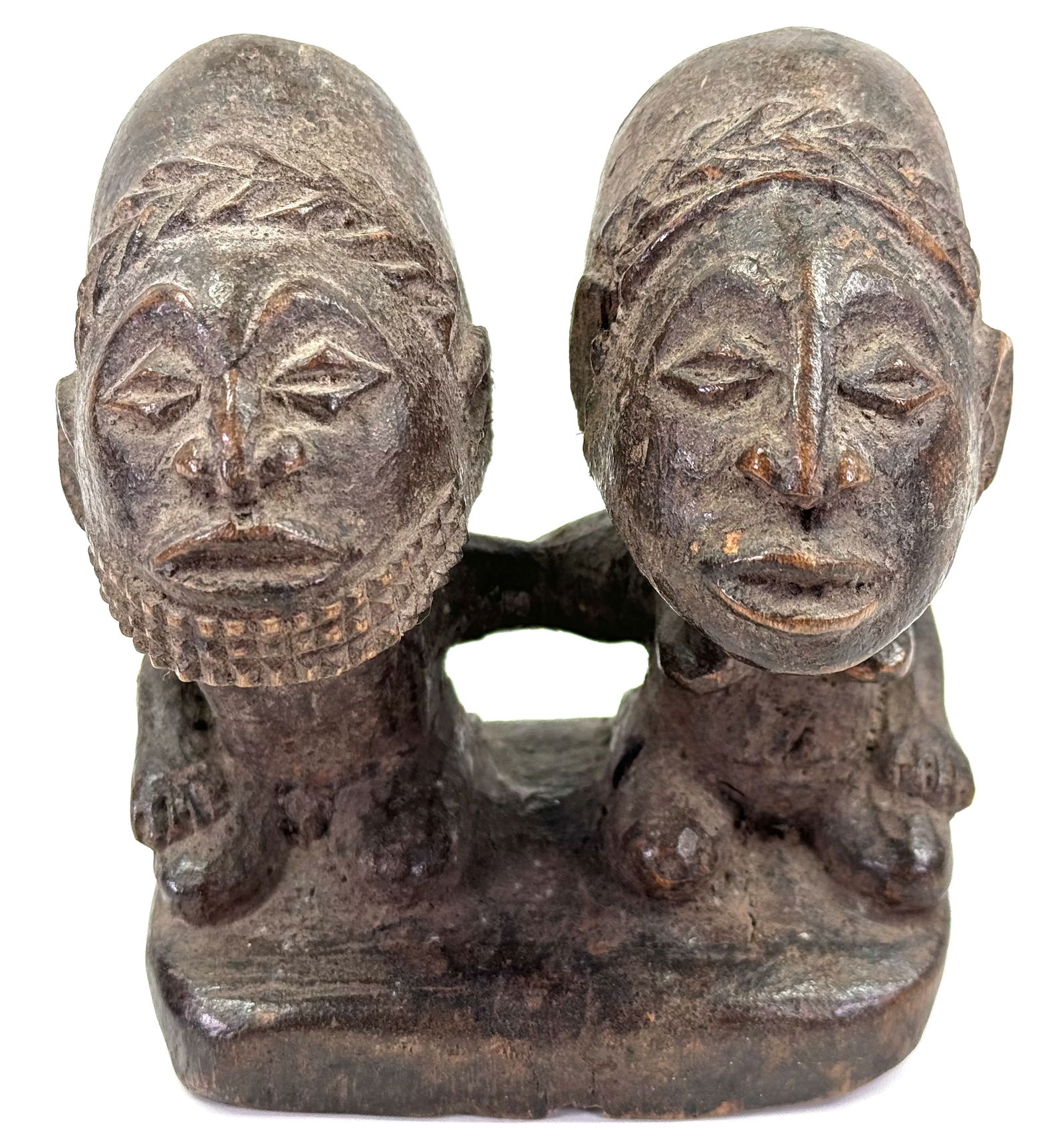 African Kusu DRC Couple Figure. Carved wood.: IN HOUSE FLAT SHIPPING & HANDLING COST WITHIN ALL THE U.S. : $10 To bypass LiveShipping, and use our In-House shipping service for $10 or shipping combined for multiple lots, please select