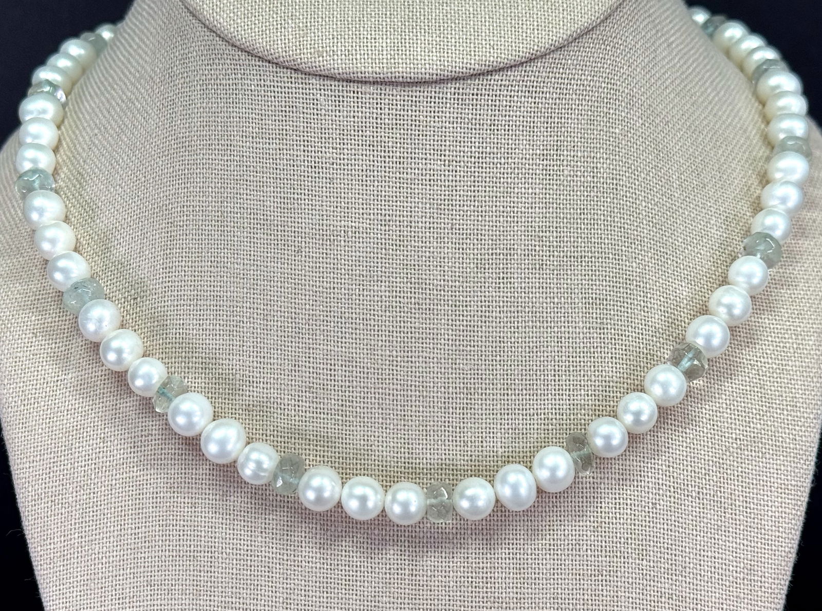 Vintage adjustable sterling clasp, baroque pearls & faceted stone beads necklace: IN HOUSE FLAT SHIPPING & HANDLING COST WITHIN ALL THE U.S. : $7 To bypass LiveShipping, and use our In-House shipping service for $7 or shipping combined for multiple lots, please select “Arrange Yo