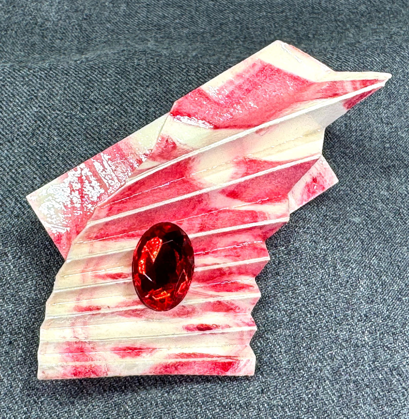 Vintage artsy crafted mix media jeweled paper brooch pin (1 of 6)