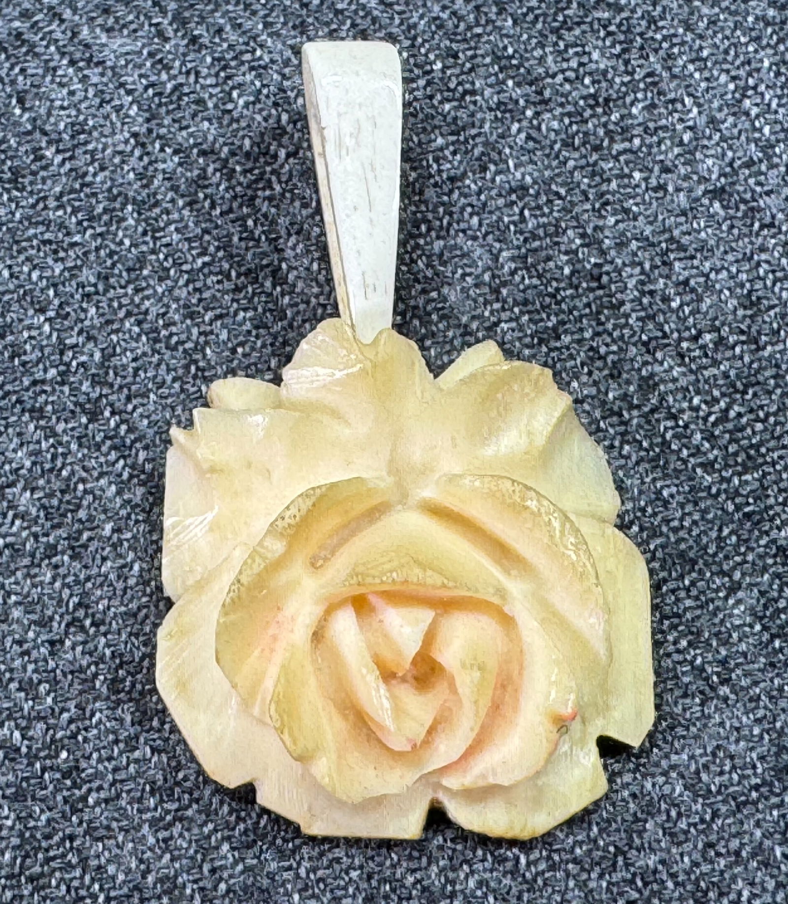 Vintage carved bone rose flower pendant (1 of 5)