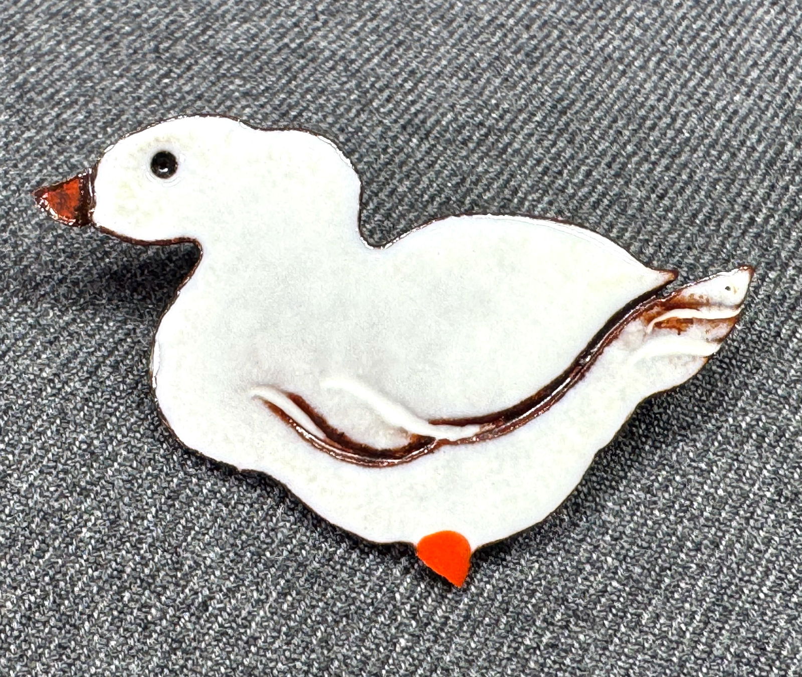 Vintage artisan hand crafted pottery goose brooch pin (1 of 5)