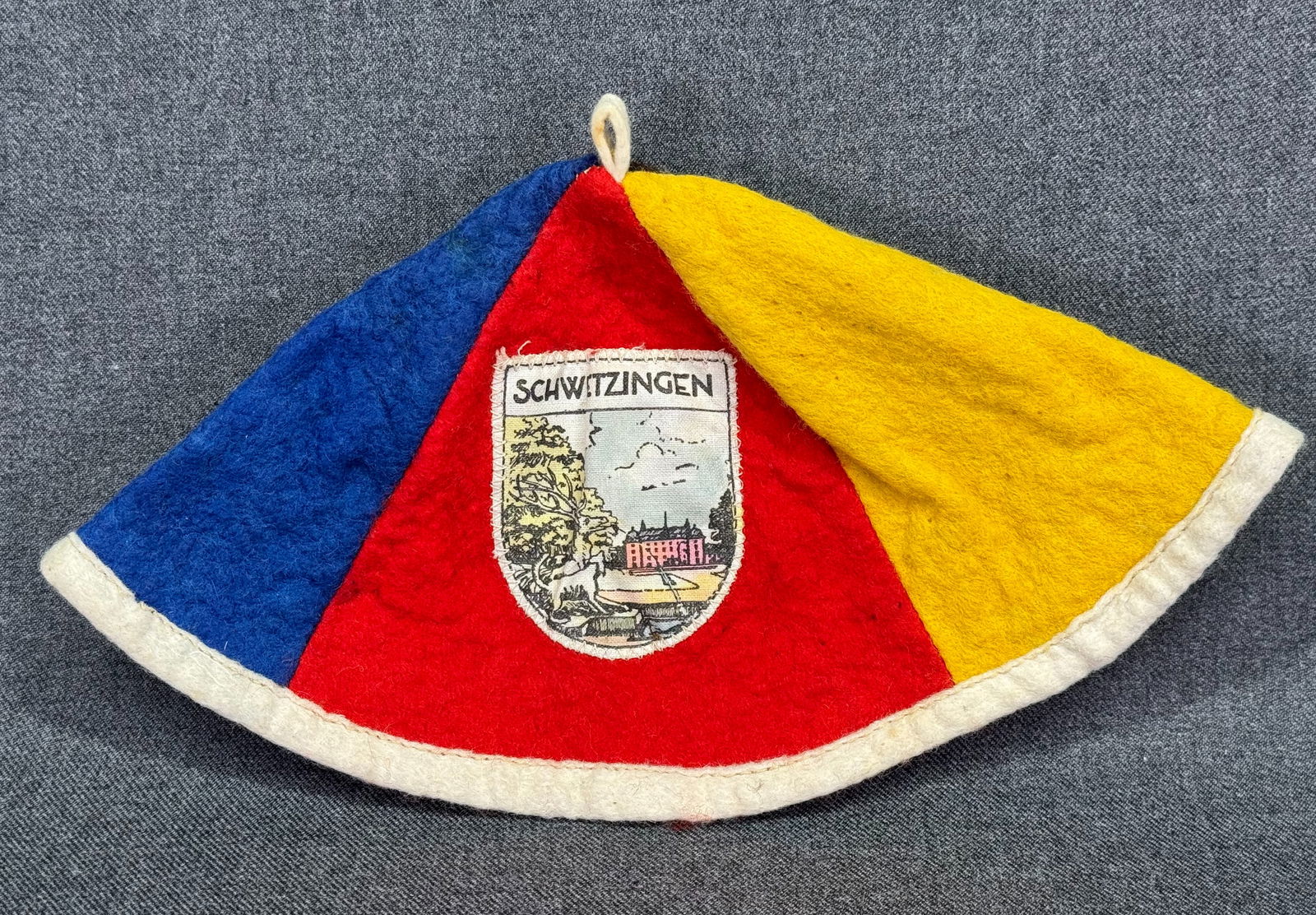 Vintage German Schwetzingen child felt hat souvenir: IN HOUSE FLAT SHIPPING & HANDLING COST WITHIN ALL THE U.S. : $7 To bypass LiveShipping, and use our In-House shipping service for $7 or shipping combined for multiple lots, please select “Arrange Yo