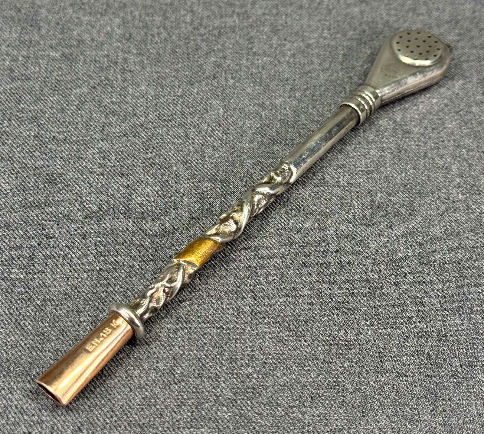 Vintage Achalay 18K gold-filled decorations alpacca Argentinian Mate Tea Straw (1 of 9)