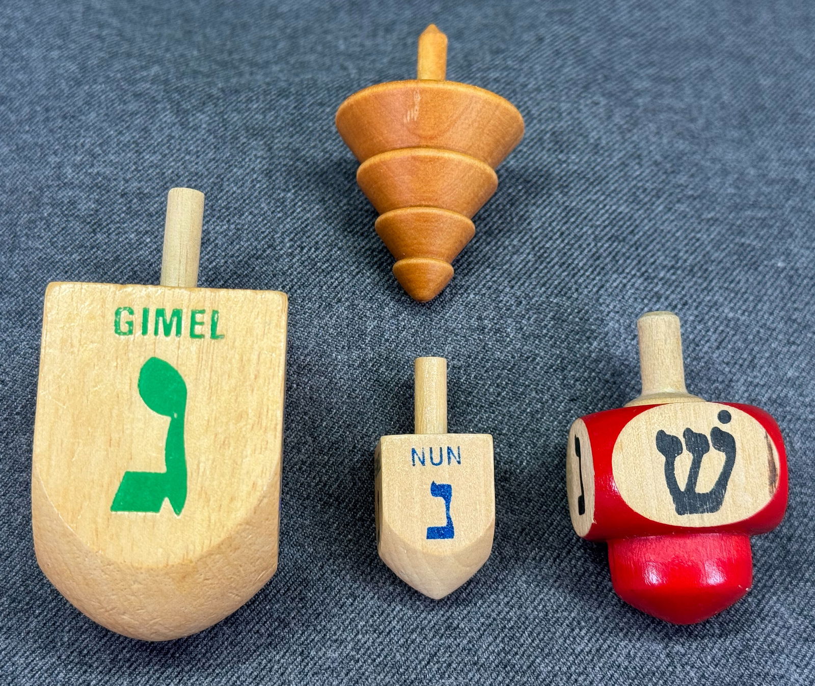 Assorted Hanukkah Hand Painted Wooden Dreidels (1 of 6)