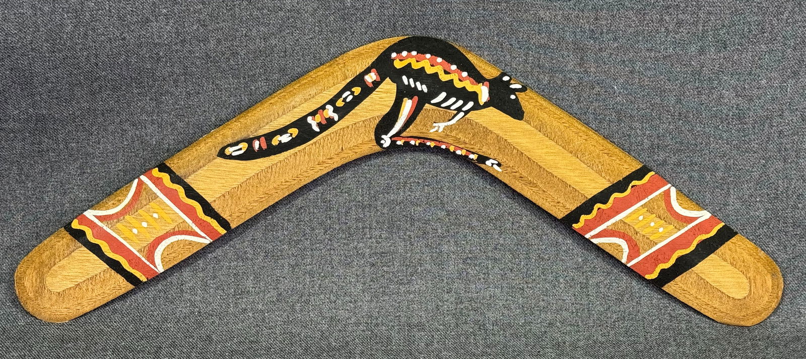 Australian Boomerang. Carved and painted wood. (1 of 4)