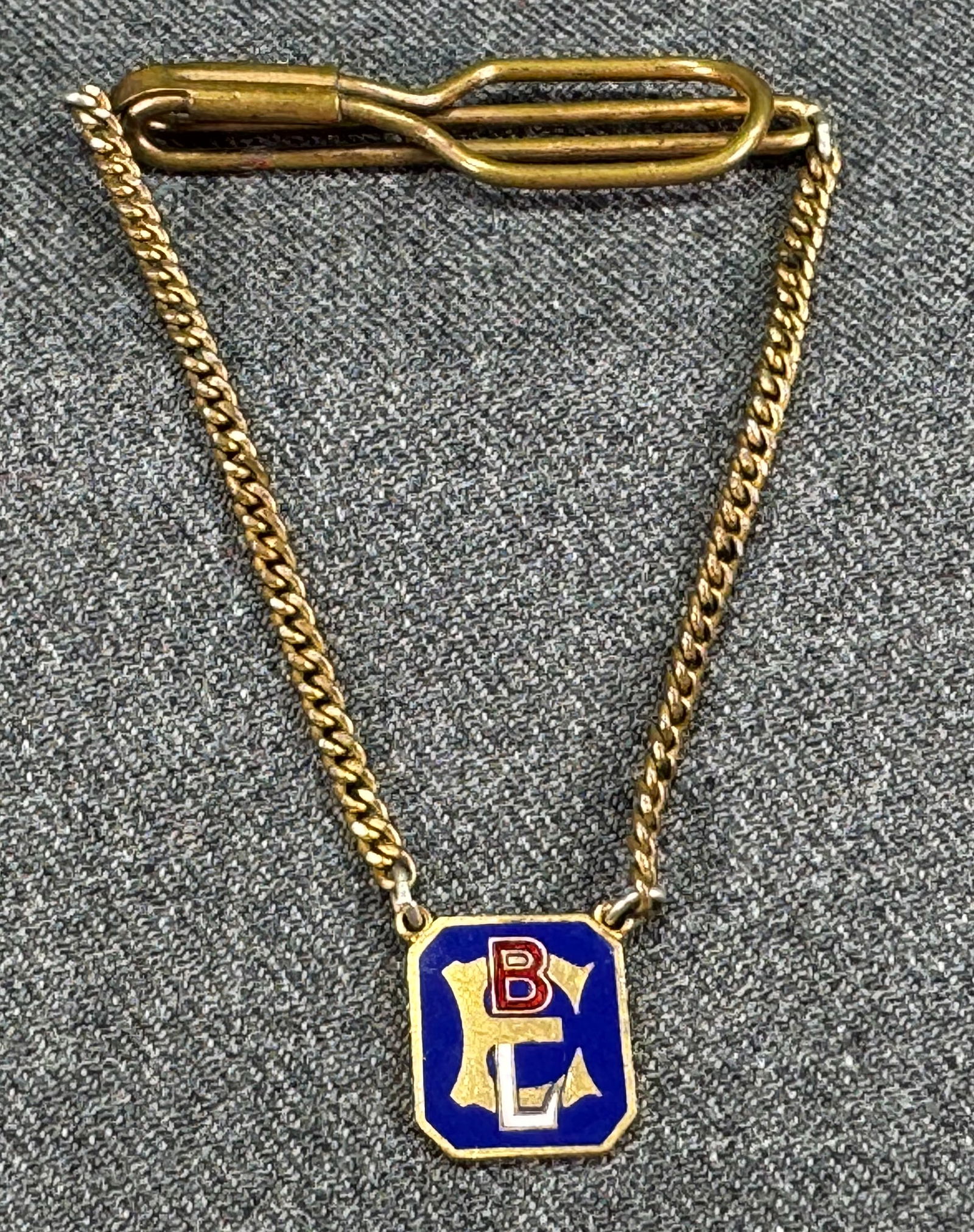 Vintage BLH enamel gold-toned dangle tie clip (1 of 6)