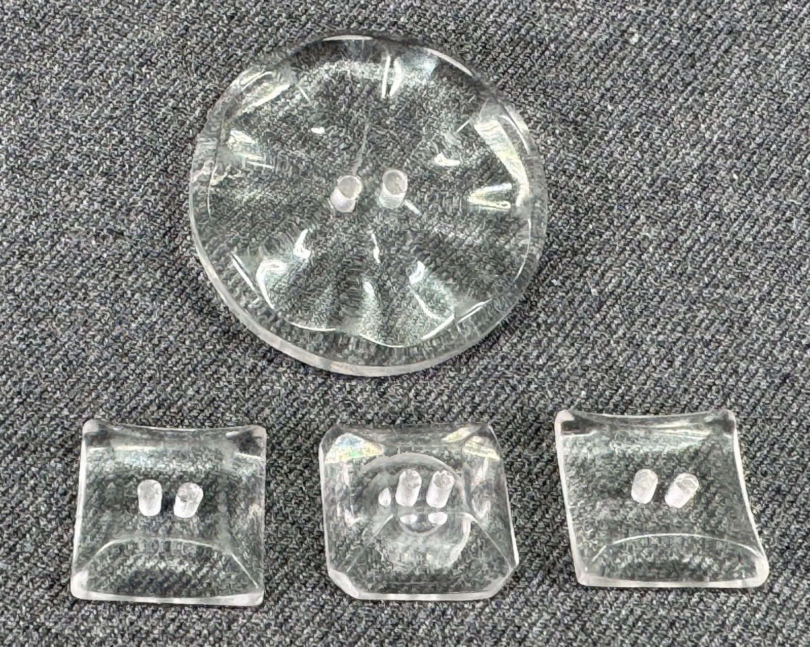 Vintage assorted clear lucite buttons. Lot of 4. (1 of 3)