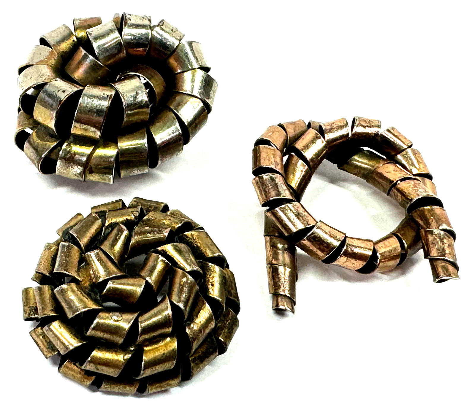 Vintage OOAK artsy handcrafted woven goldtone metal assorted buttons. (1 of 4)