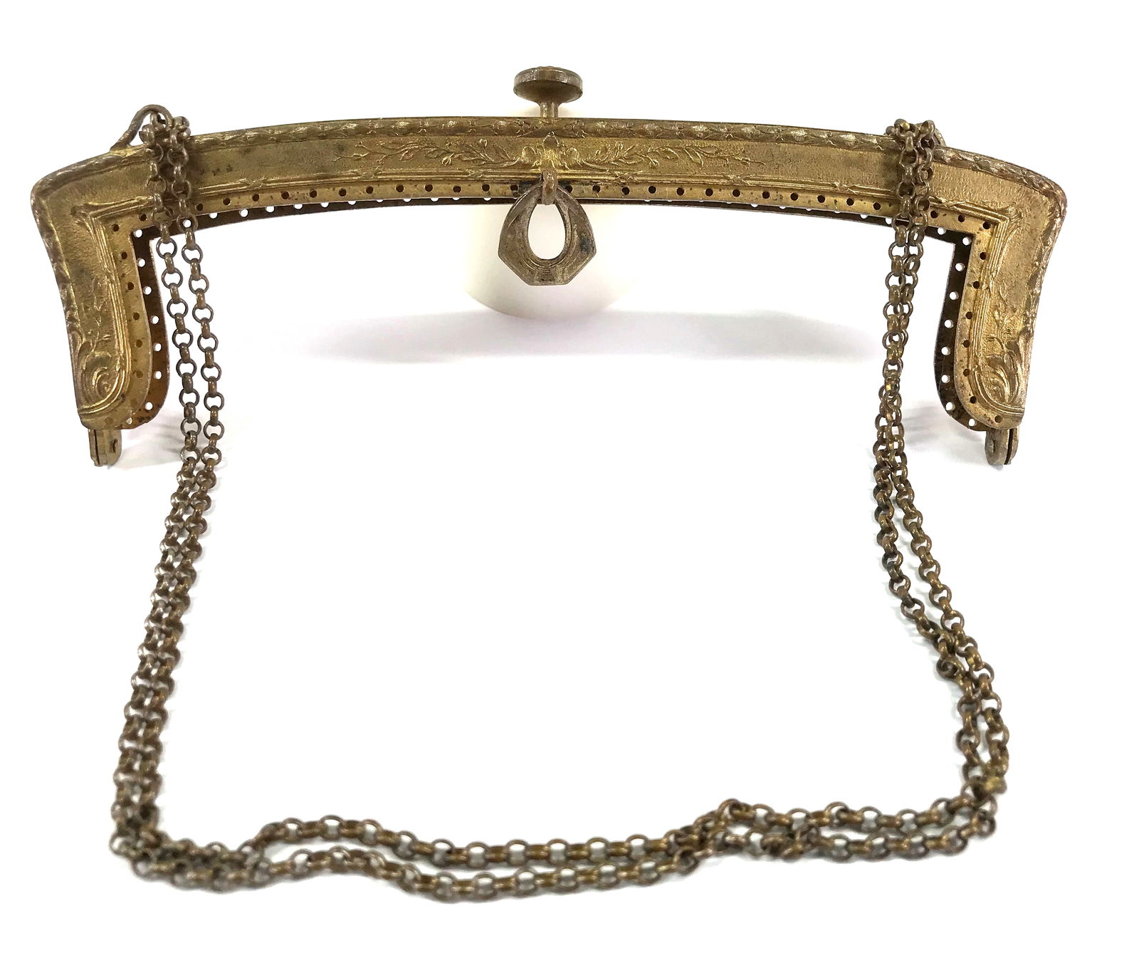 Antique French flowers & leaves goldtone metal purse frame (1 of 20)