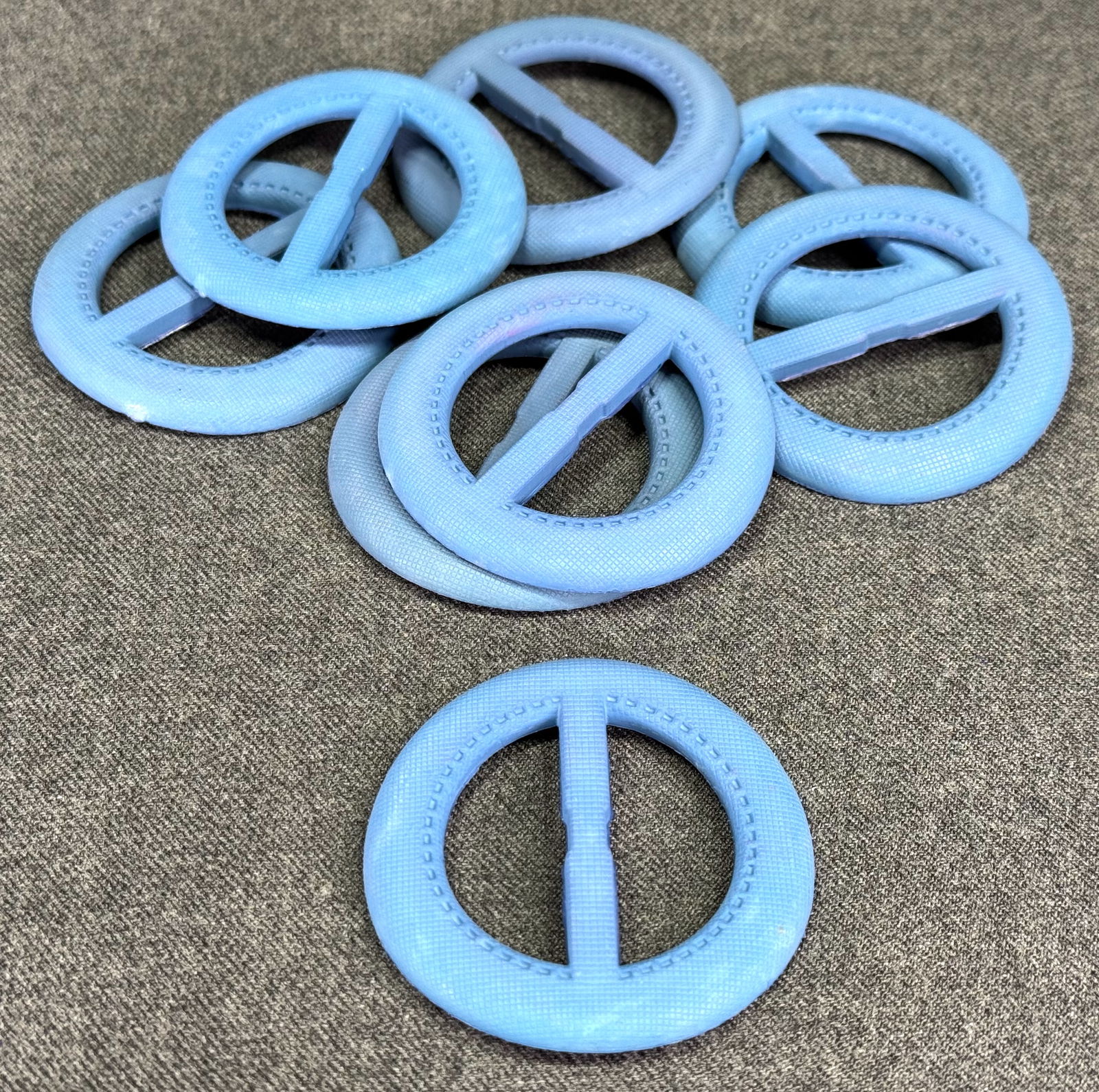 Vintage lavender bluish plastic belt buckles. Lot of 8. (1 of 4)