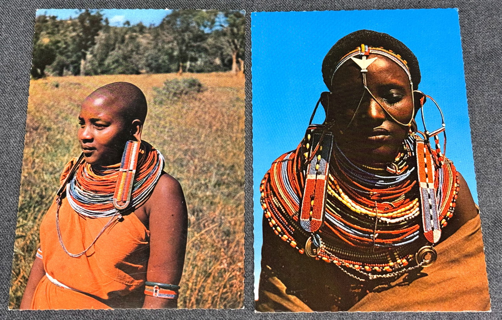Vintage 70s African Postcards. Mandawa and Samburu Woman . Lot of 2 .: IN HOUSE FLAT SHIPPING & HANDLING COST WITHIN ALL THE U.S. : $7 To bypass LiveShipping, and use our In-House shipping service for $7 or shipping combined for multiple lots, please select “Arrange Yo
