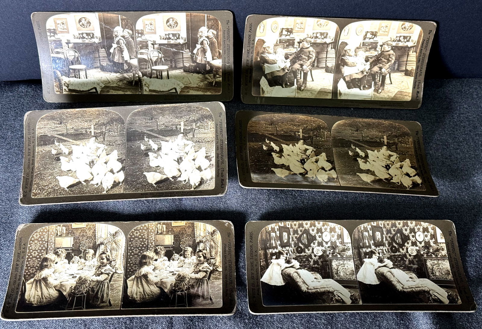 Antique Stereo Photo Stereoview Playing Kids Theme . Lot of 6 (1 of 7)
