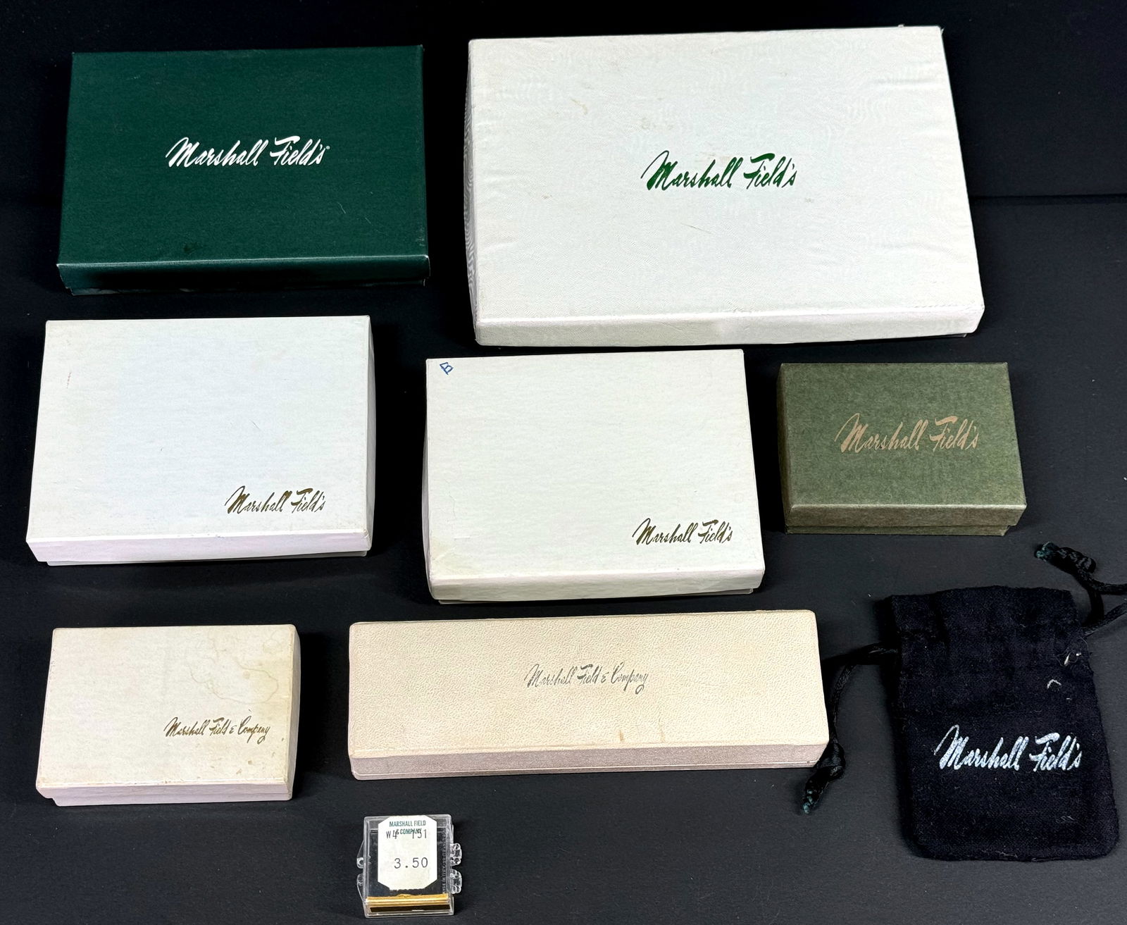 Vintage Marshall Fields gift & jewelry boxes, pouch. Lot of 9. (1 of 4)