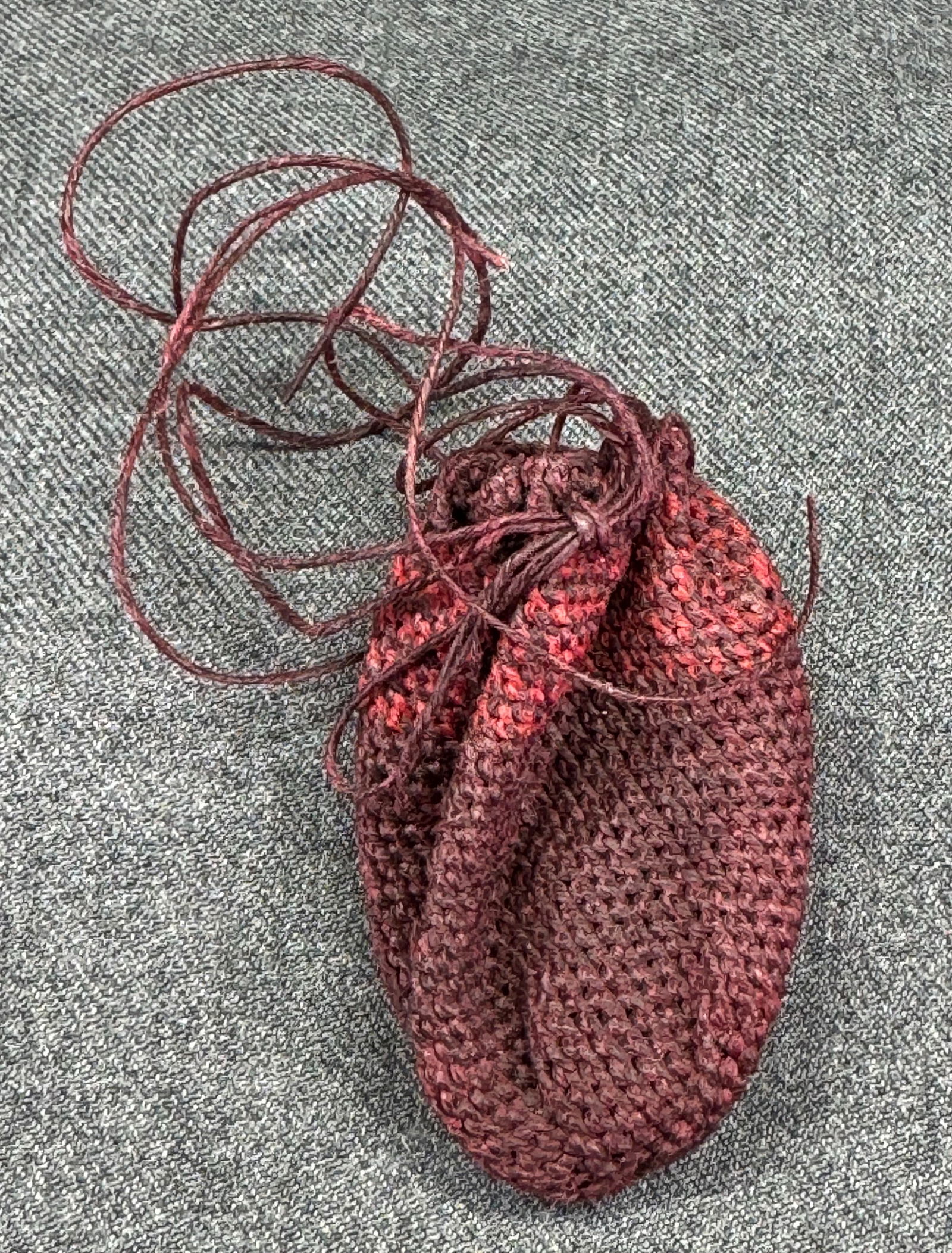 Robin Taylor Daugherty native American style burgundy waxed linen Pouch Necklace (1 of 3)