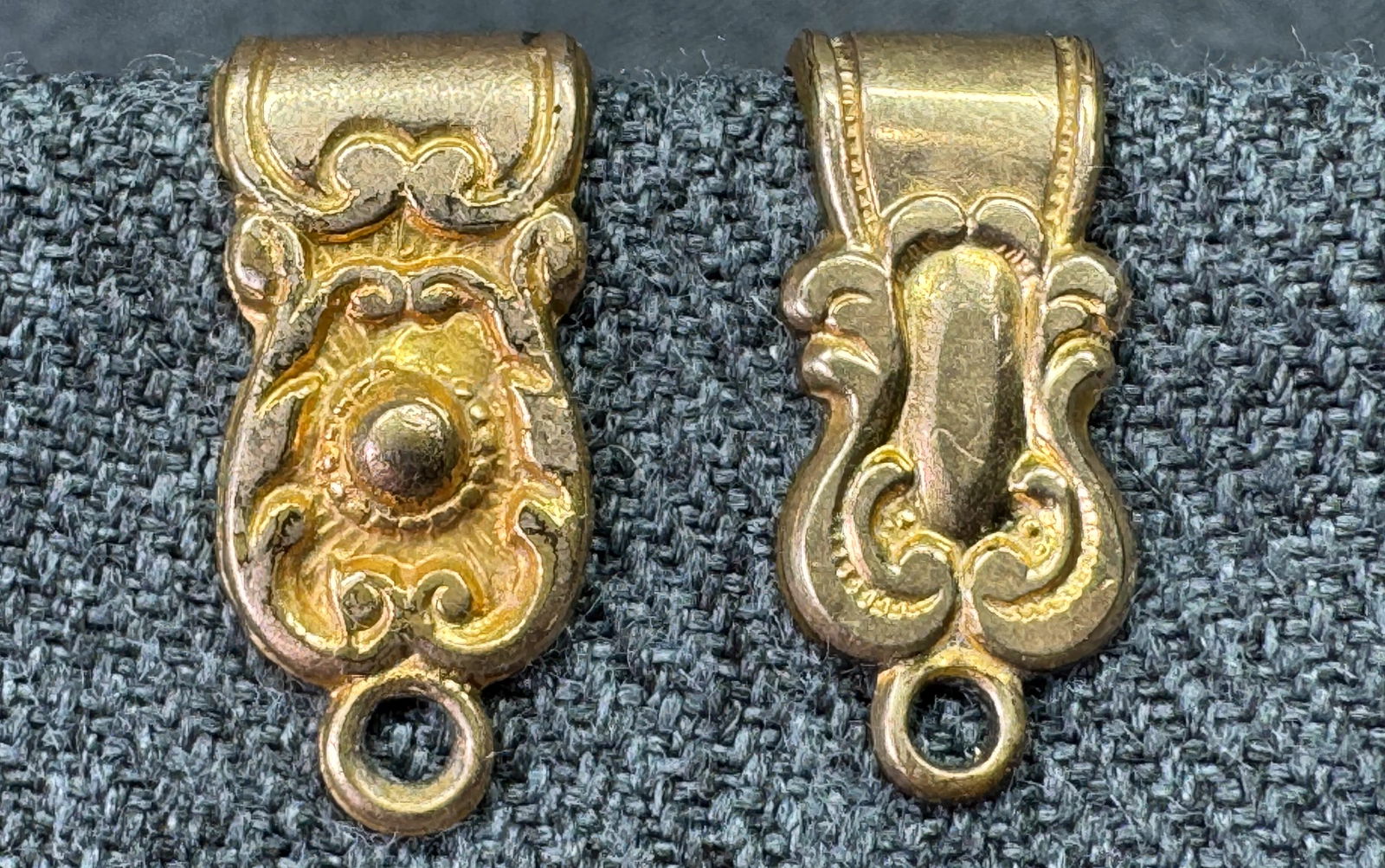 Antique Victorian gold-filled pocket watch chain vest clip for repair. Lot of 2 (1 of 5)