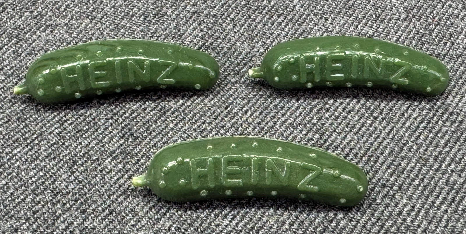 Vintage HEINZ Green Pickle Pins. Lot of 3 (1 of 5)