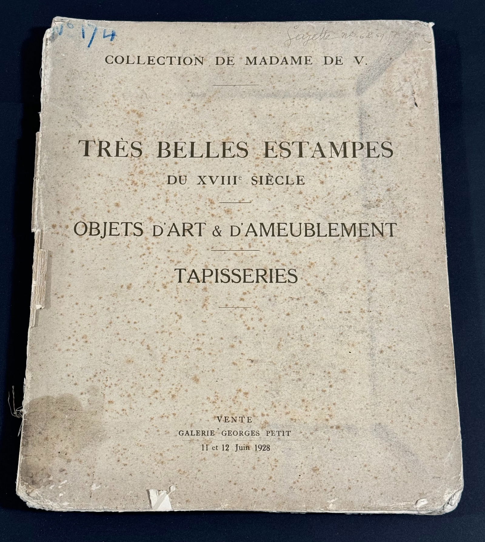 Galerie Georges Petit Paris Auction Catalog 11&12 June 1928. (1 of 7)