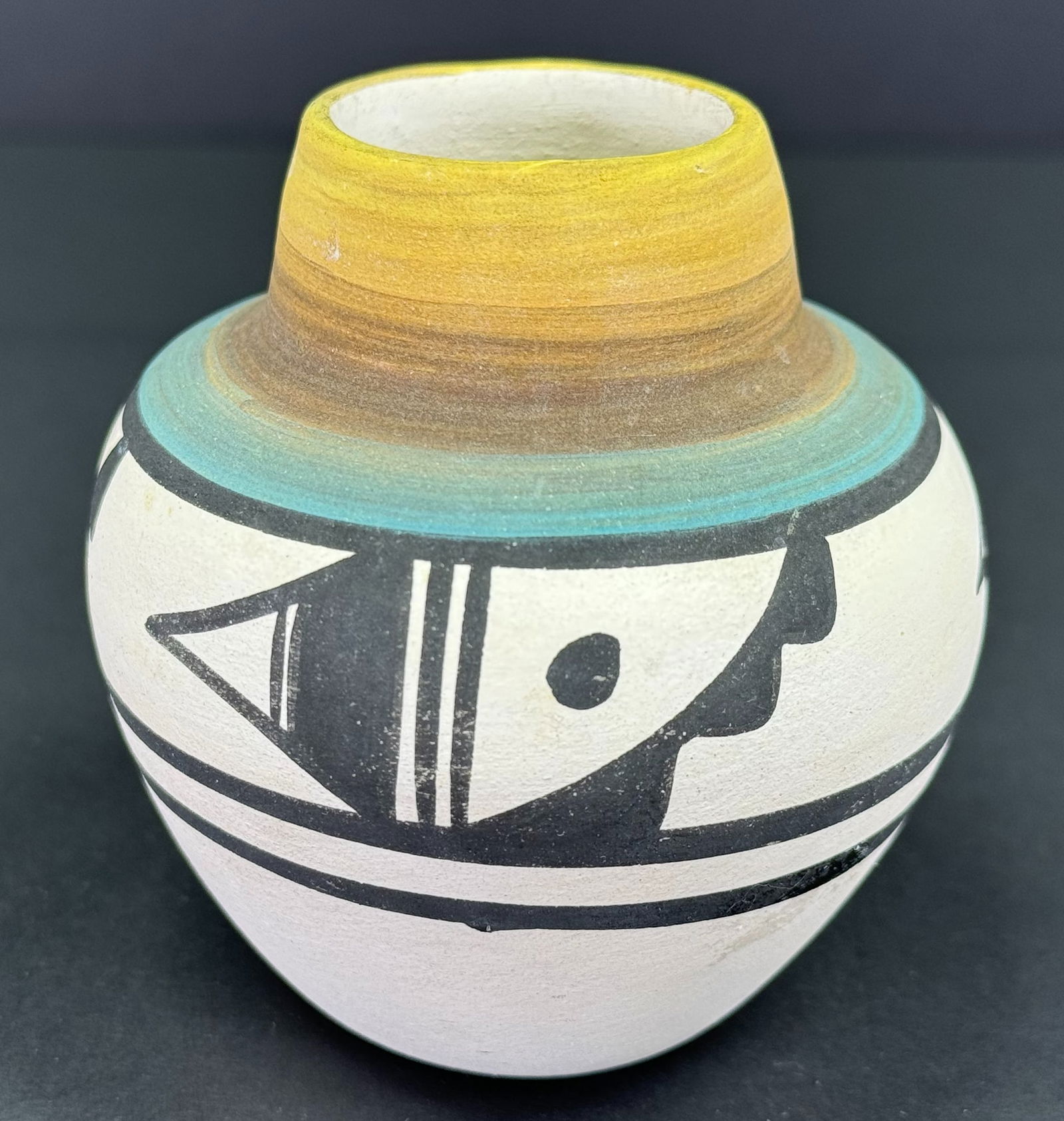 Vintage Native American A, AHK Navajo hand painted pottery small vase. (1 of 7)