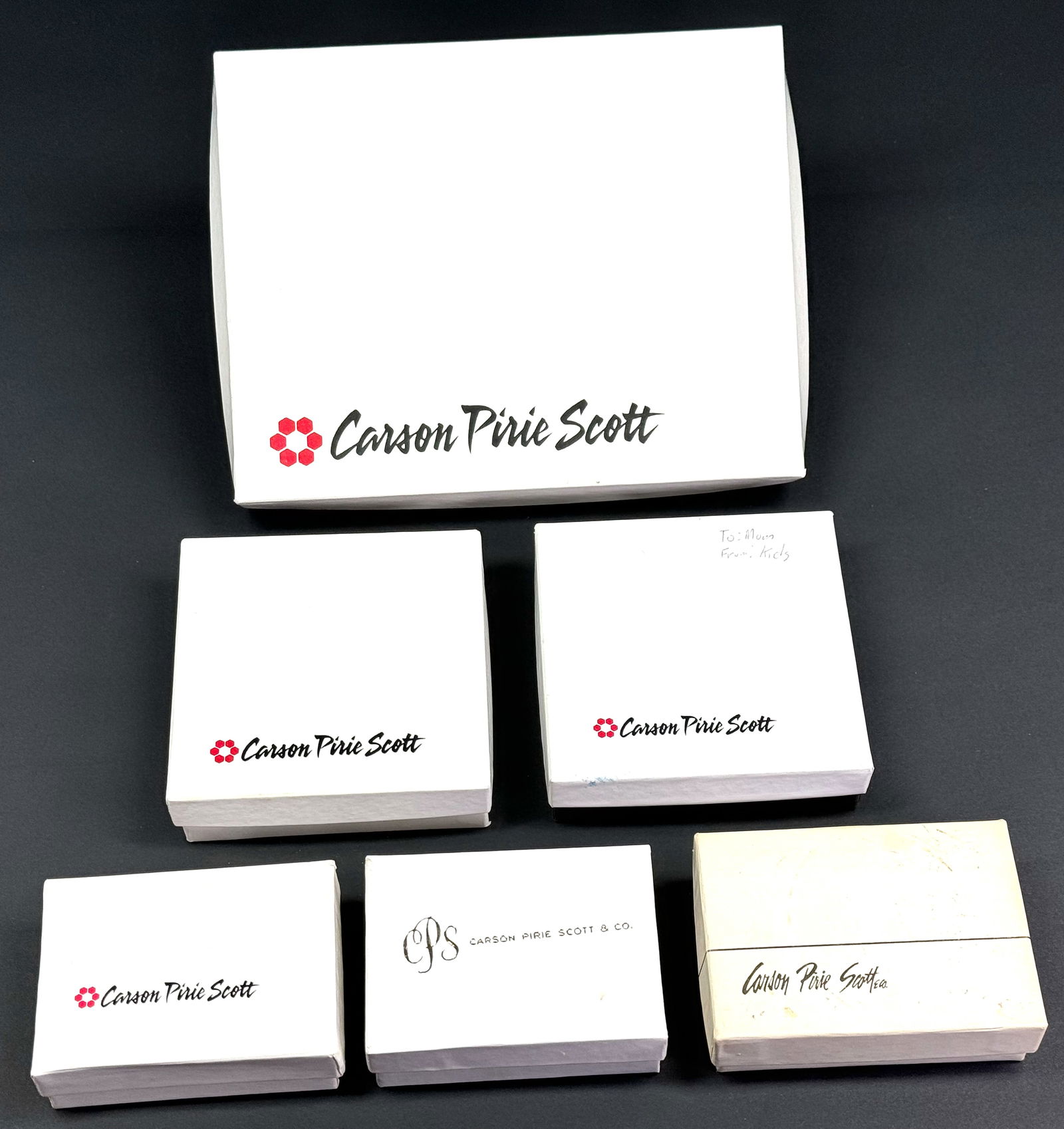 Vintage Carson Pririe Scott cardboard jewelry gift boxes. Lot of 6. (1 of 8)