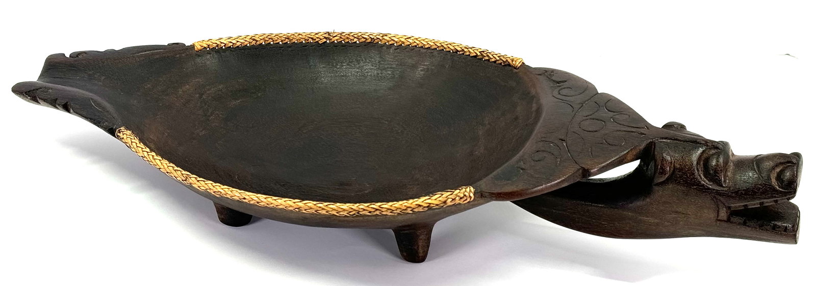 Dayak Borneo Kalimantan Ceremonial Bowl. Carved wood. (1 of 9)