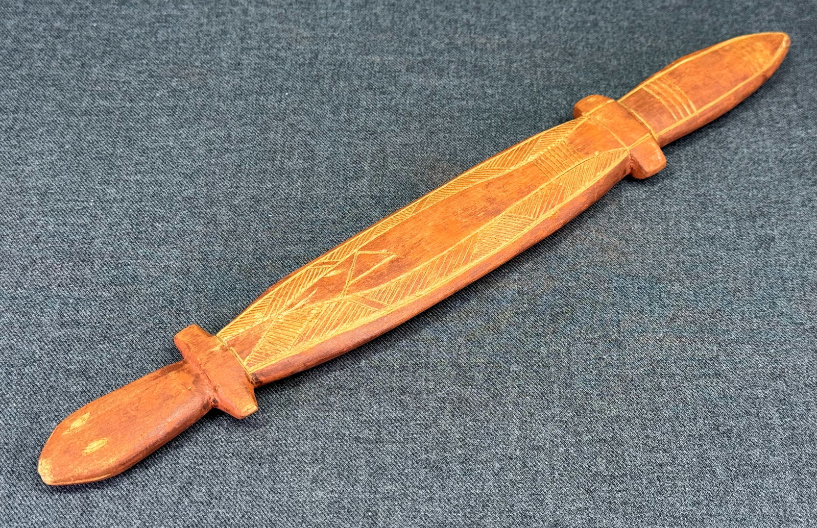 Aboriginal Australia Goanna Figure. Carved and decorated wood with ochre. (1 of 9)