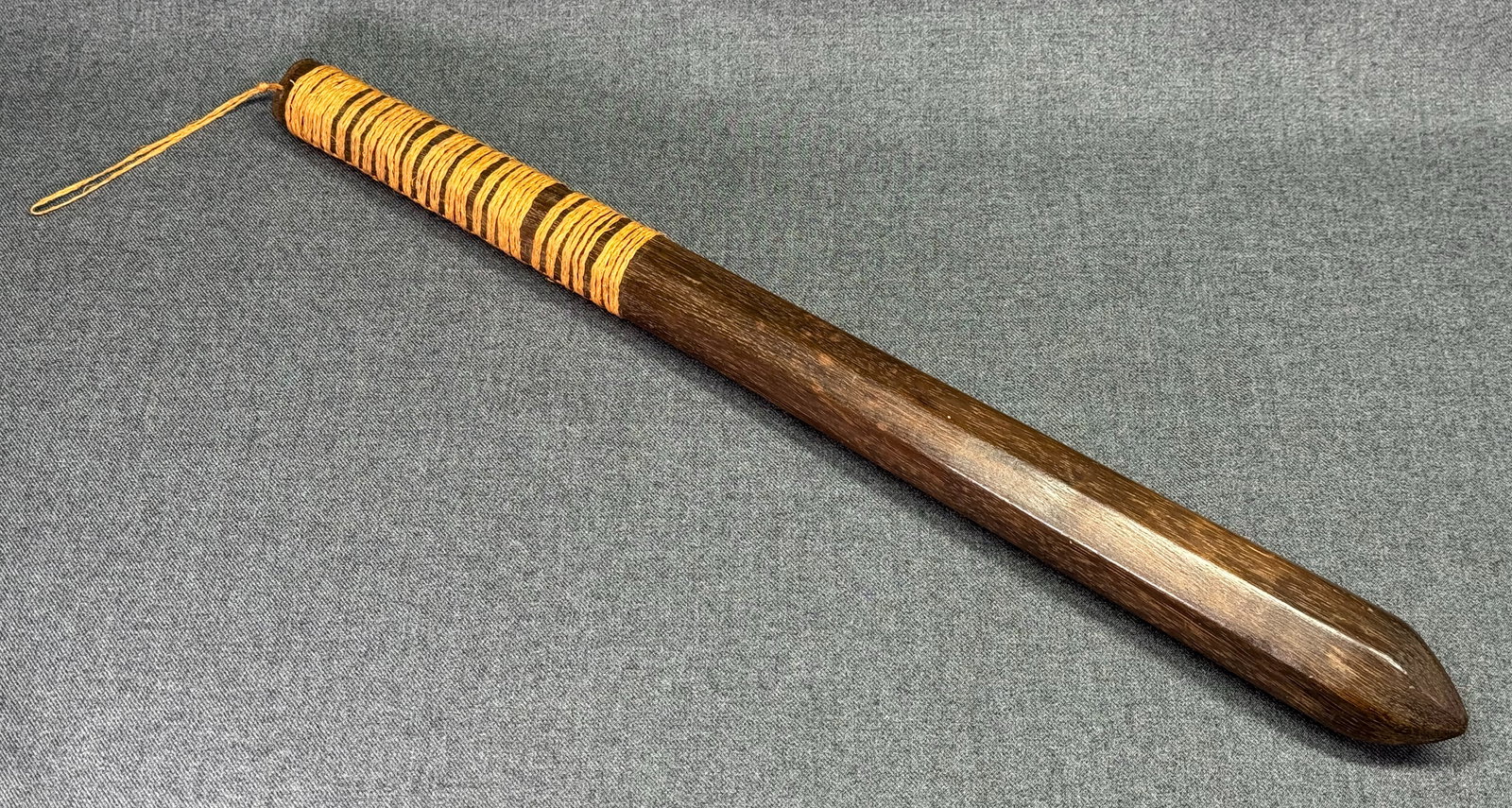 Samoan War Club. Carved wood, fiber.: IN HOUSE FLAT SHIPPING & HANDLING COST WITHIN ALL THE U.S. : $18 To bypass LiveShipping, and use our In-House shipping service for $18 or shipping combined for multiple lots, please select “Arrange