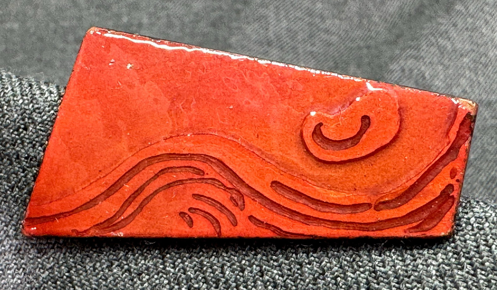 Vintage MCM L. Tarachas enamel on copper crescent moon brooch pin (1 of 5)