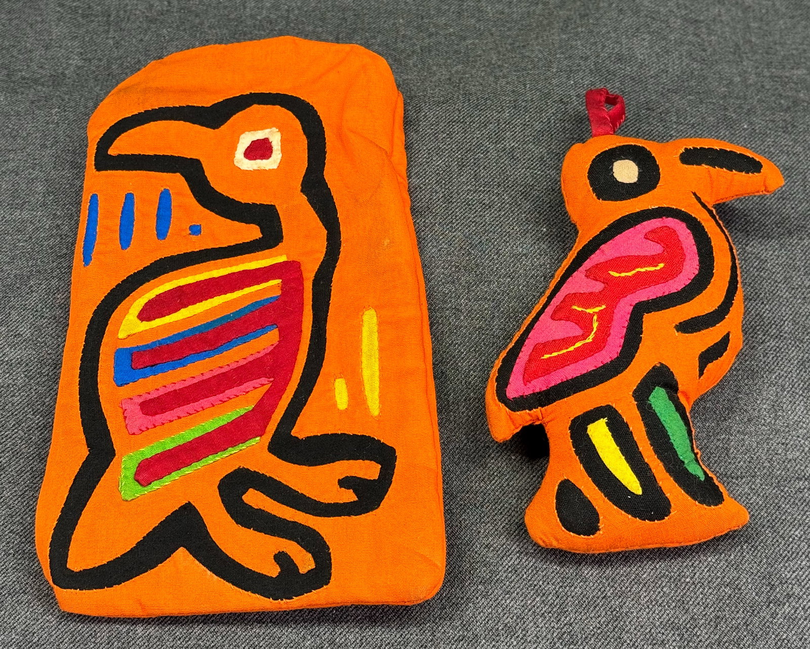 Vintage Mola Art Kuna Panama assorted parrot eyeglasses case & ornament (1 of 4)