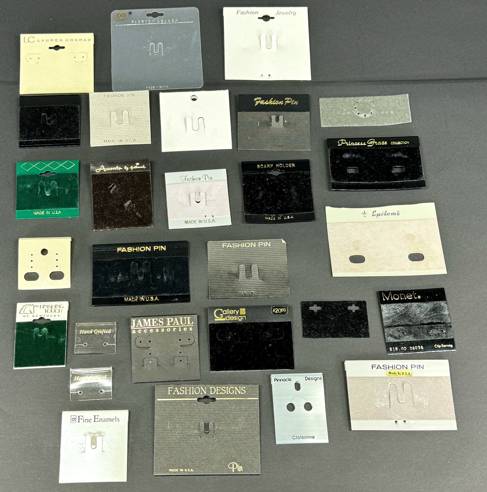 Vintage assorted brooches, earrings jewelry bags . Lot of 28. (1 of 9)