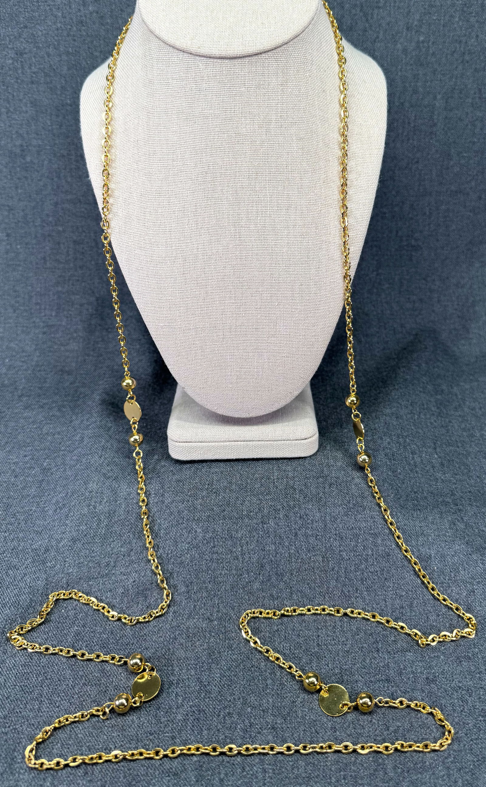 Vintage flapper style gold-toned beads chain necklace. #a (1 of 5)