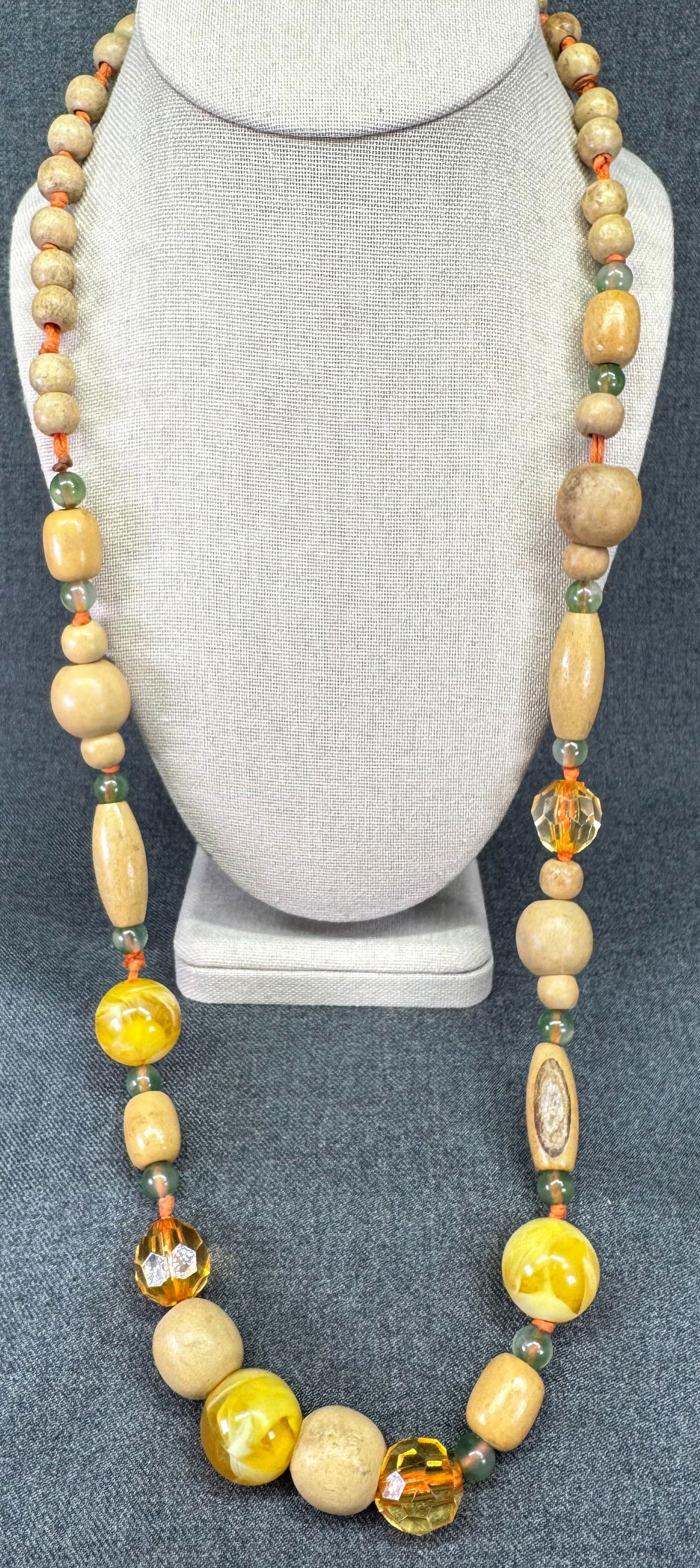 Vintage artisan crafted wooden & lucite beads necklace. #a (1 of 5)