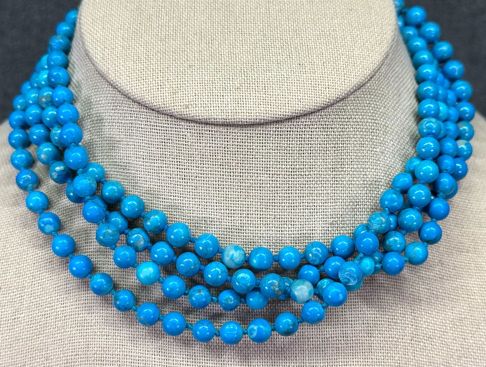 Vintage assorted turquoise resin beaded necklaces. Lot of 2 #a (1 of 5)