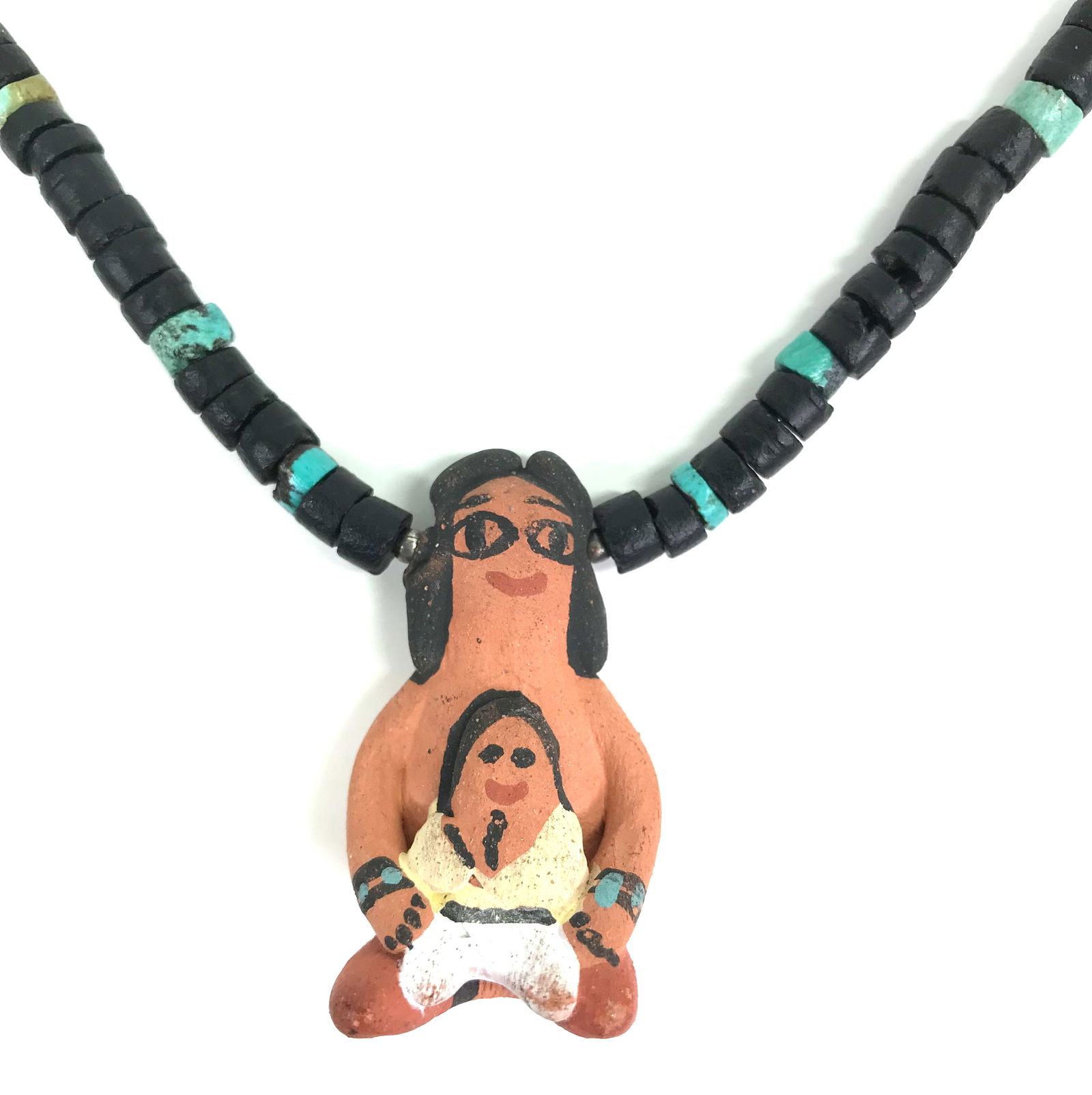 Native American Jemez Eva Betonie Pottery Storyteller Necklace.: IN HOUSE FLAT SHIPPING & HANDLING COST WITHIN ALL THE U.S. : 7 To bypass LiveShipping, and use our In-House shipping service for 7 or shipping combined for multiple lots, please select “Arrange Your