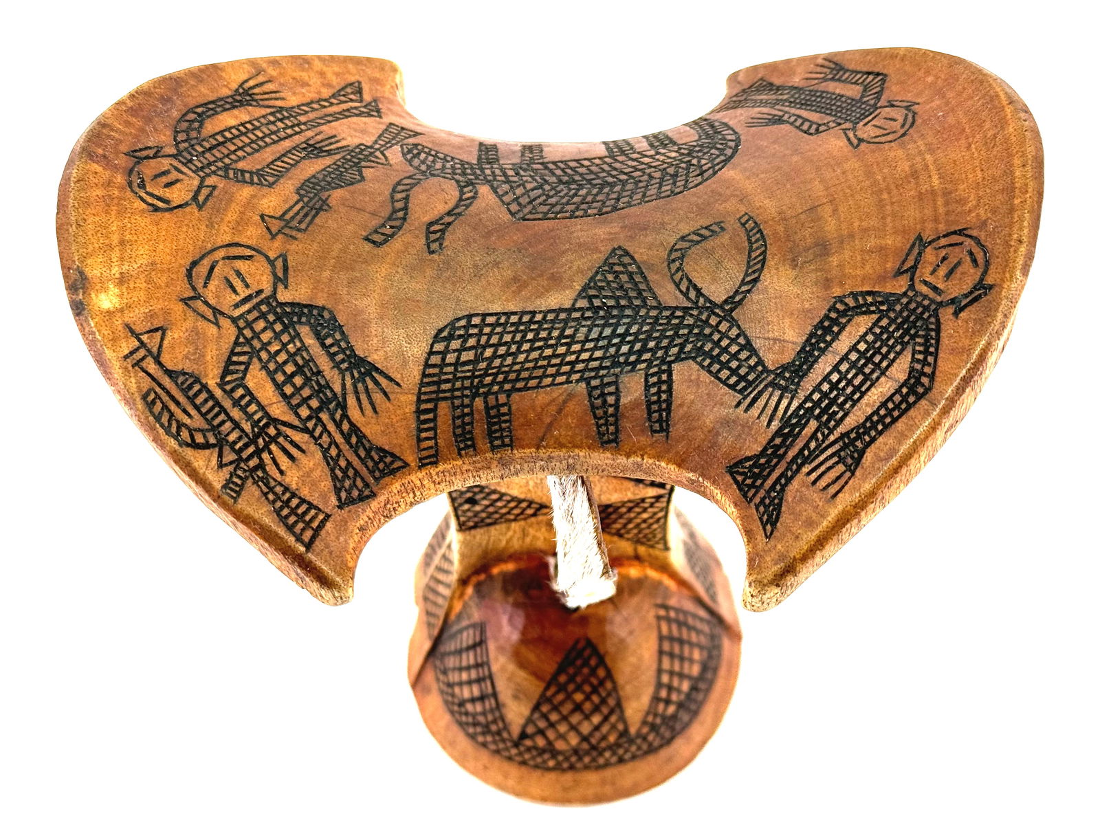 African Banna Ethiopia Headrest. Decorated with Men, Animals and AK47 Assault Rifles. (1 of 8)