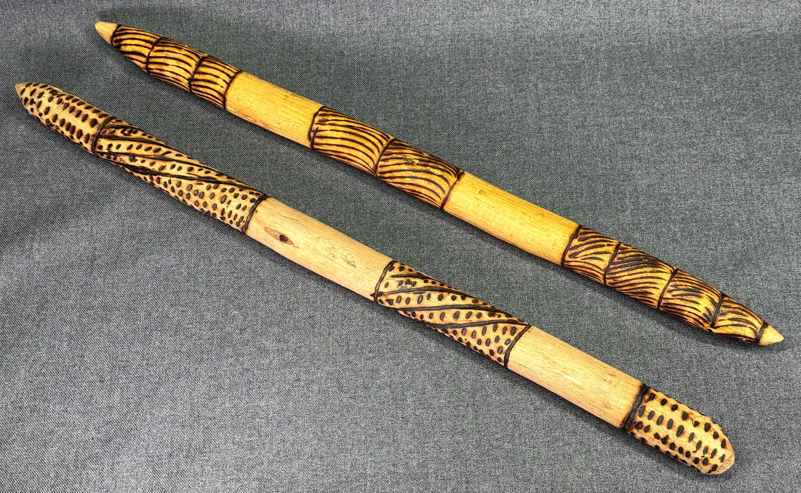 Aboriginal Australia Pokerwork Wood Clap Sticks (1 of 6)