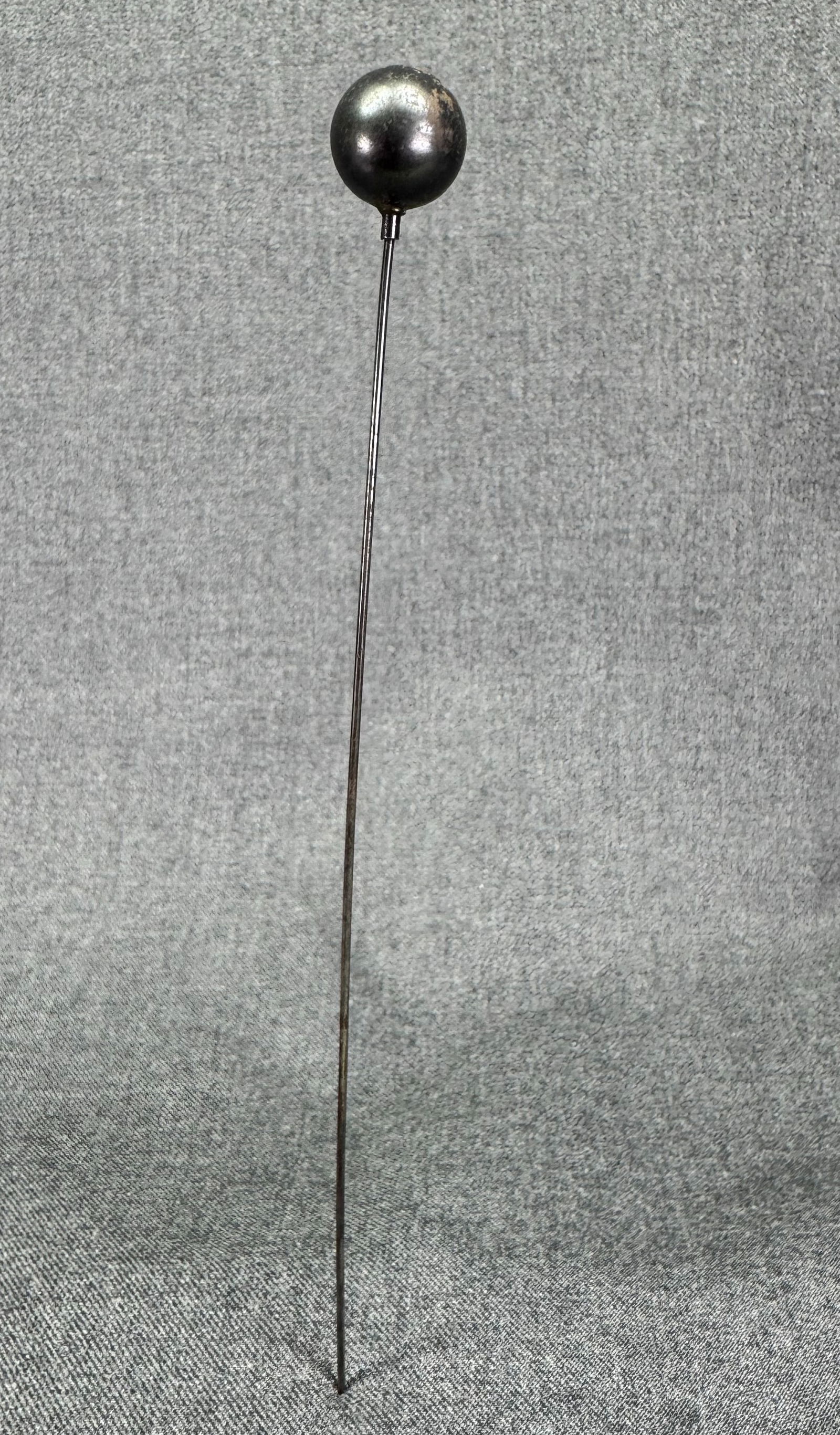 Antique pewter color metal ball bead hat pin. (1 of 5)