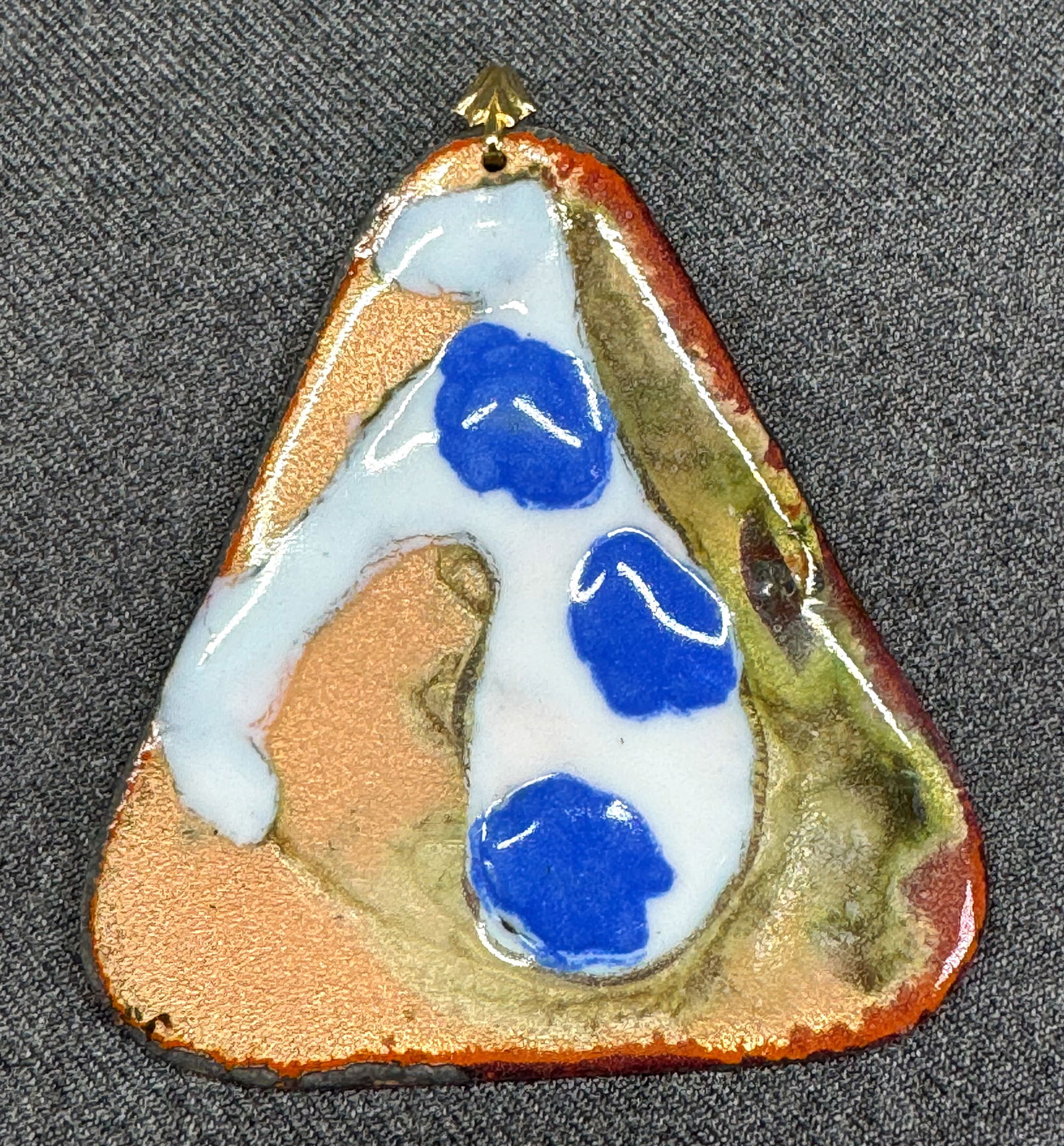 Vintage MCM sitting dog? enamel copper pendant (1 of 5)