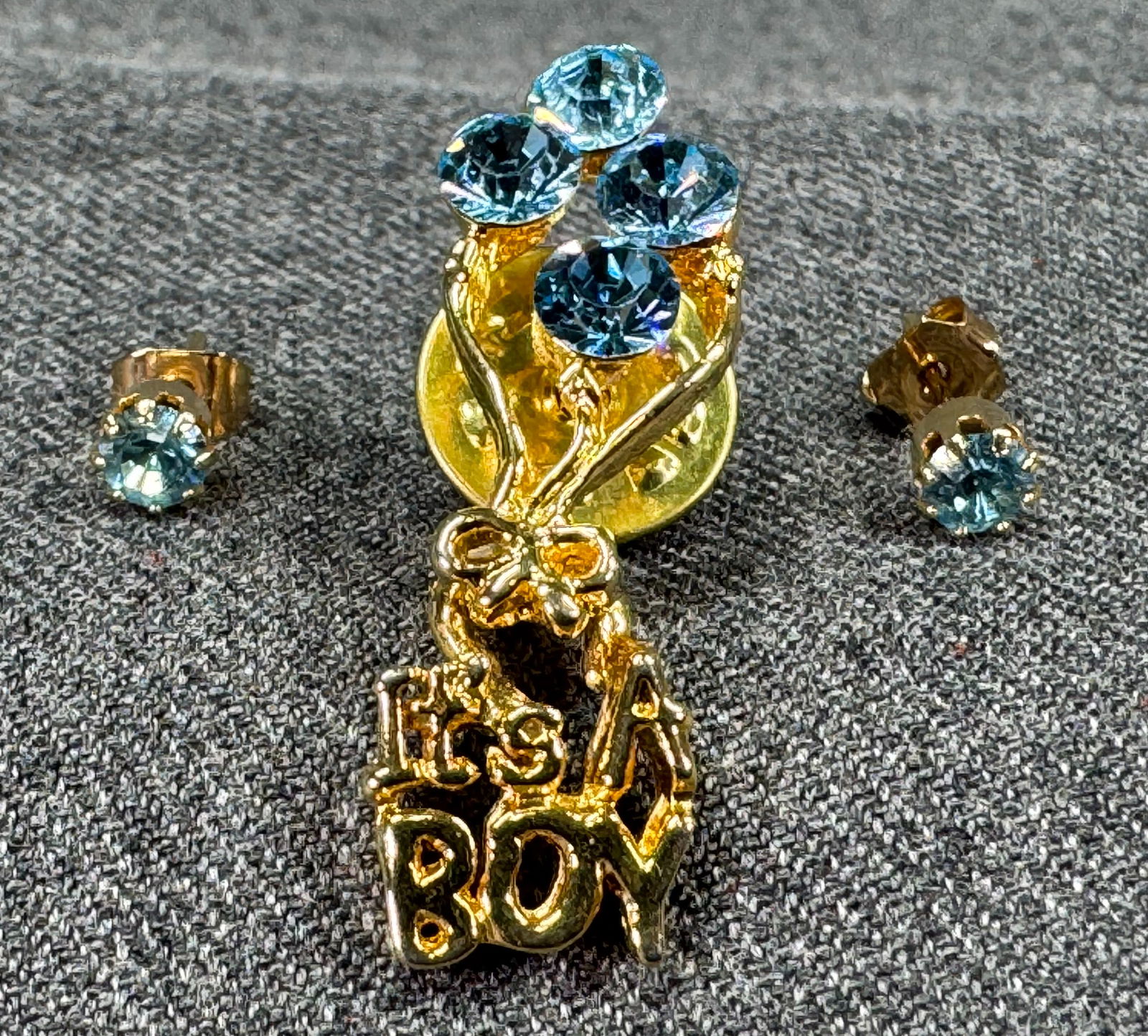Skyblue crystals balloons "It's a boy" dangle goldtoned pin and stud earrings: IN HOUSE FLAT SHIPPING & HANDLING COST WITHIN ALL THE U.S. : 7 To bypass LiveShipping, and use our In-House shipping service for 7 or shipping combined for multiple lots, please select “Arrange Your