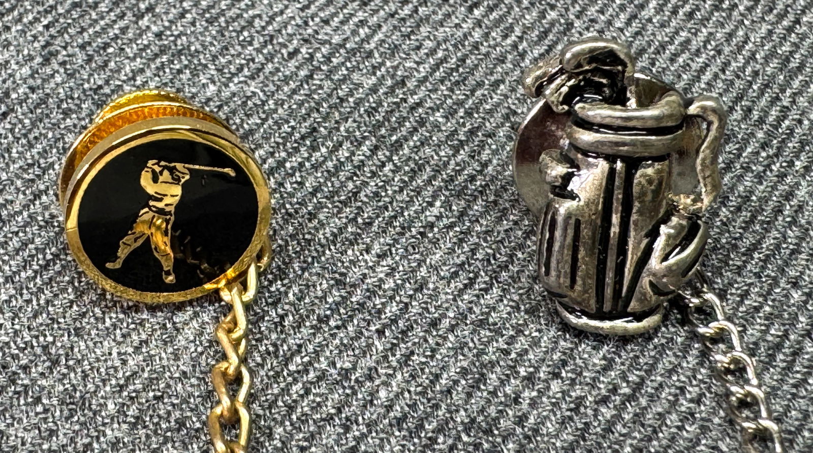 Vintage Golfer & Golf Bag tie tack pins: IN HOUSE FLAT SHIPPING & HANDLING COST WITHIN ALL THE U.S. : $7 To bypass LiveShipping, and use our In-House shipping service for $7 or shipping combined for multiple lots, please select “Arrange Yo