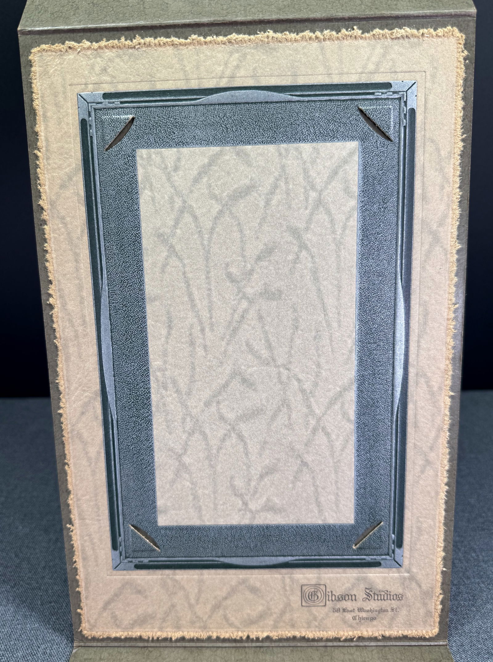 Art Deco Gibson Studios Chicago Cabinet Cardboard Photo Frame with Easel.: IN HOUSE FLAT SHIPPING & HANDLING COST WITHIN ALL THE U.S. : 7 To bypass LiveShipping, and use our In-House shipping service for 7 or shipping combined for multiple lots, please select “Arrange Your