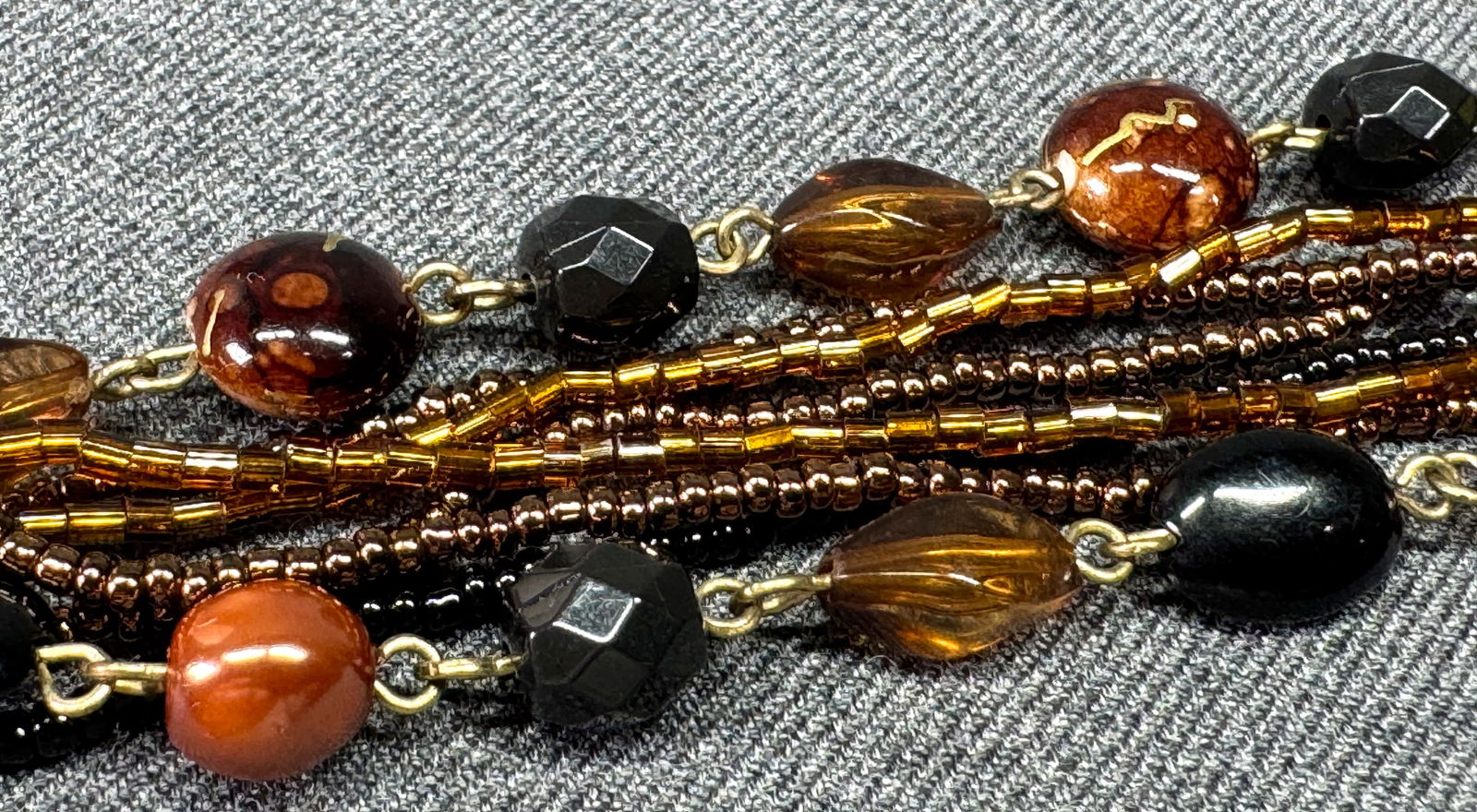 Assorted fall colors multi strands beaded bracelet - 3