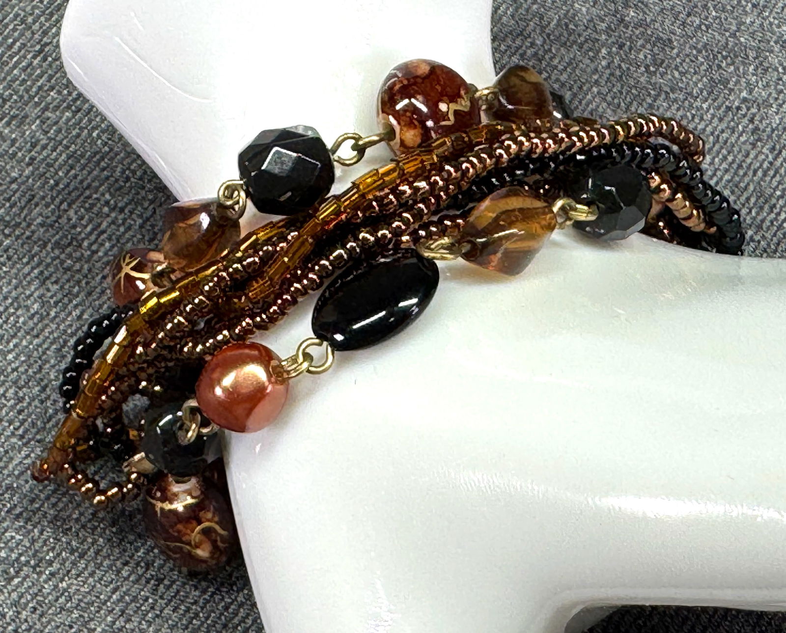 Assorted fall colors multi strands beaded bracelet - 4